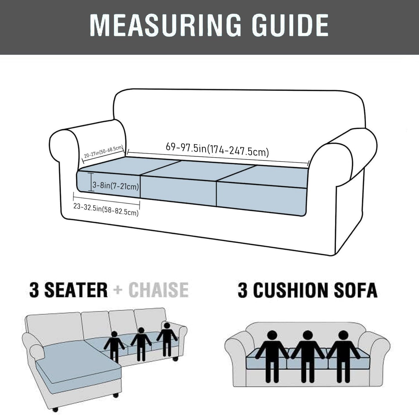 Outdoor Patio Furniture Cover Waterproof Couch Cushion Cover Stretch Jacquard Patio Chair Sofa Cover Individual Cushion Couch Slipcover Furniture Protector (6PCS, Khaki)