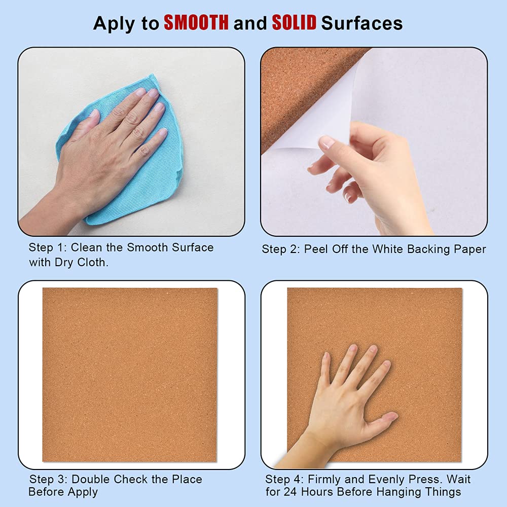 YCCYYCCY Self-Adhesive Cork Borad, 12mm Thick Cork Boards for Walls, 9 Pack Bulletin Board, Cork Board Tiles for Office, Home, School (12MM, 12"*12"-9P)