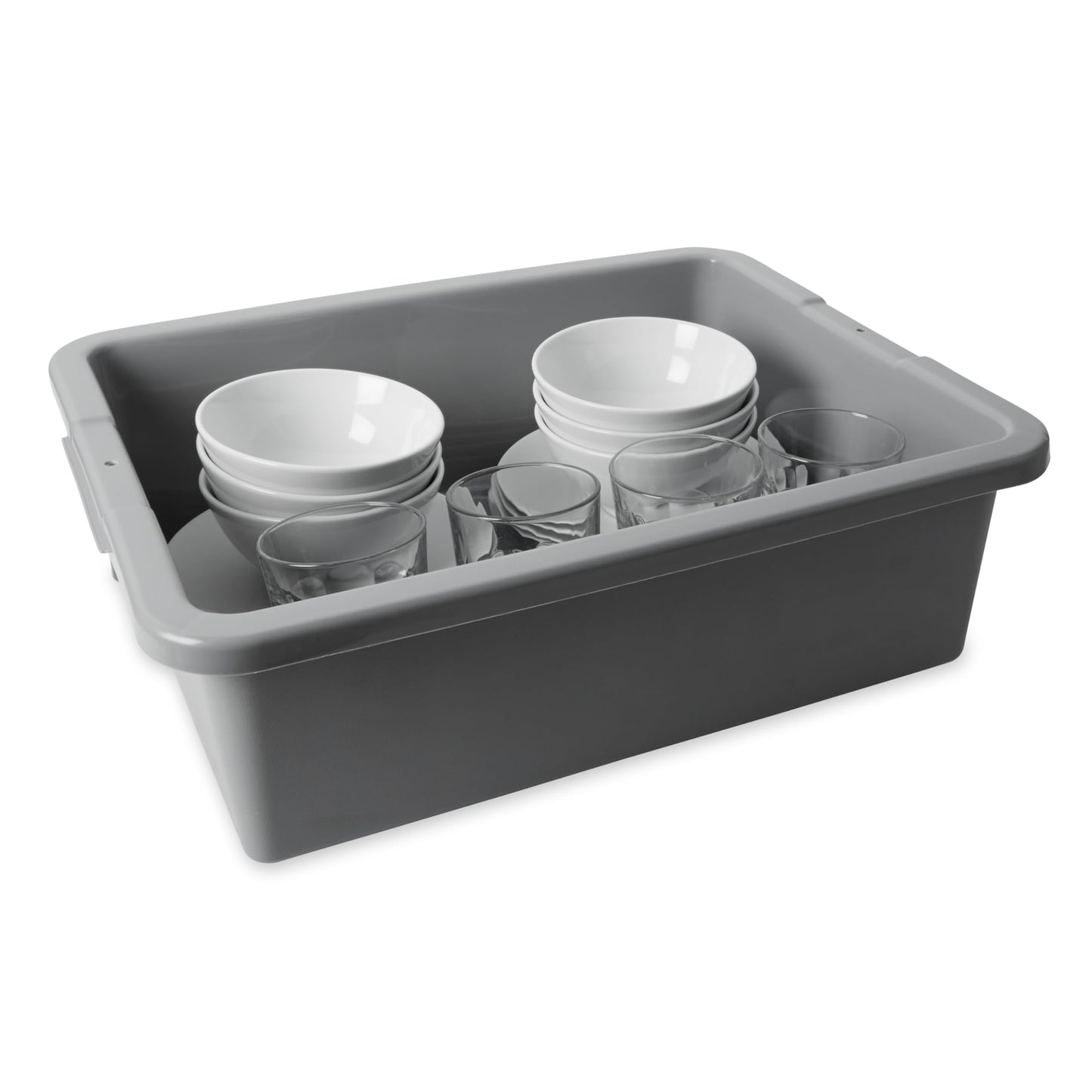 Rubbermaid Commercial Products Standard Bus/Utility Box 7-Gallon Gray Heavy Duty Plastic Restaurant Wash Basin/Dish Washing Tub for Kitchen Organization/Storage
