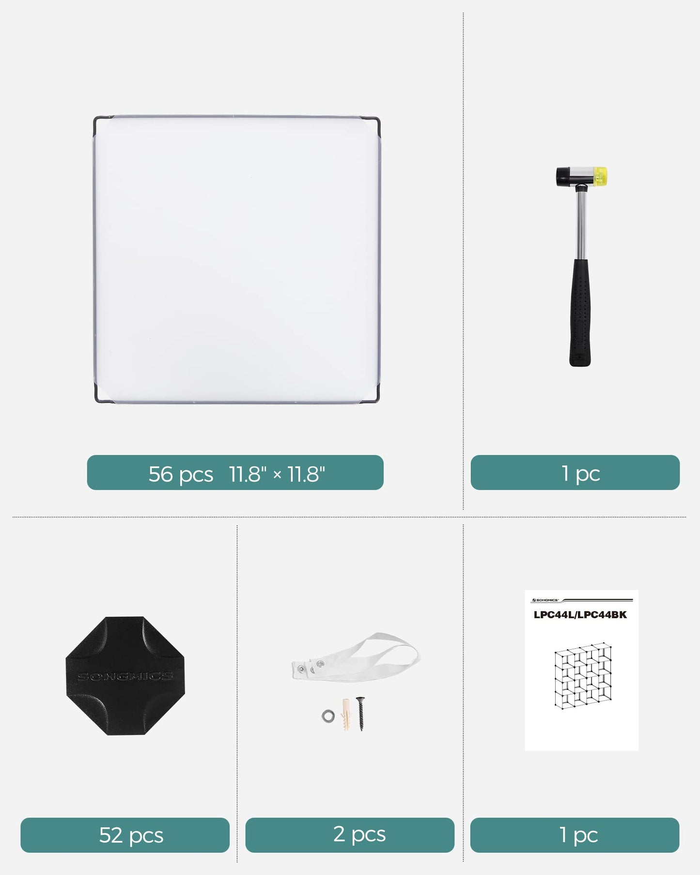 SONGMICS Cube Storage Organizer, 16 Cube Closet Organizers 48.4 x 12.2 x 48.4 Inches, White ULPC44L