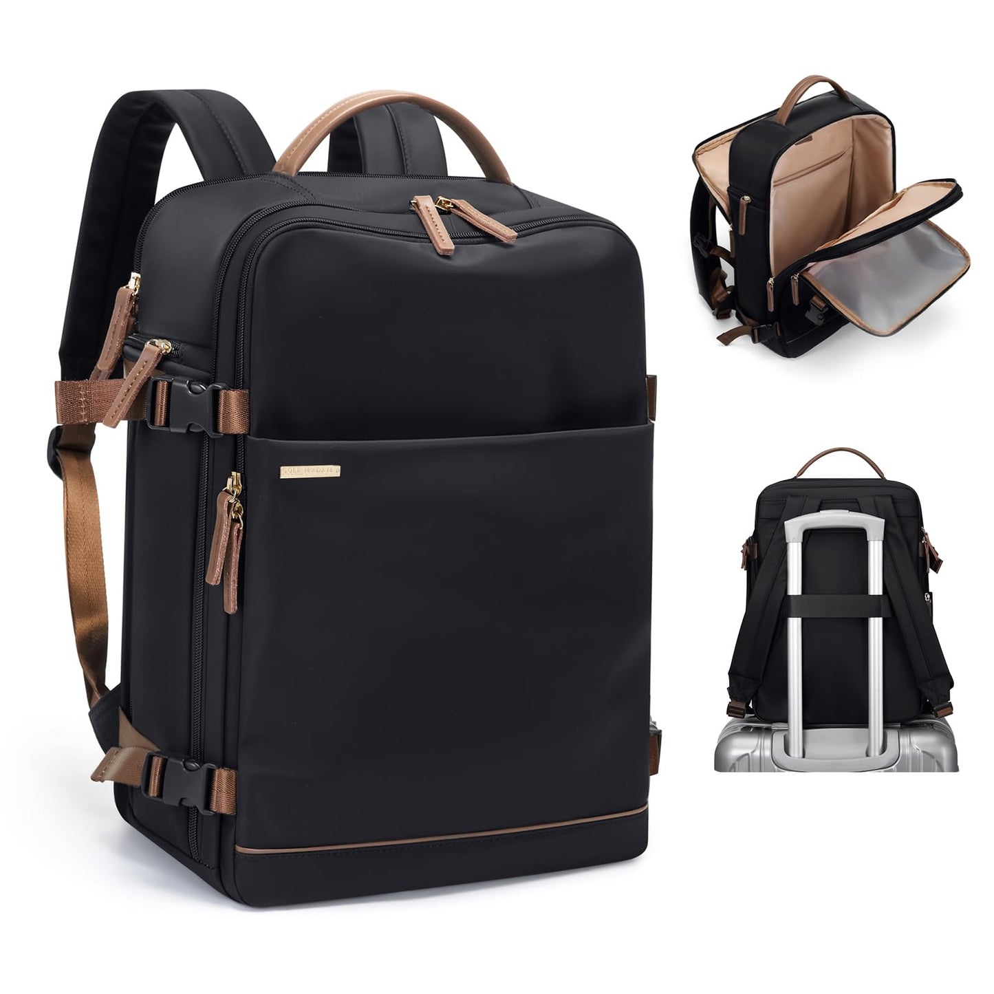 Laptop Backpack with Separate Laptop Compartment Fits 15.6 Inch Notebook Large Capacity Computer Bag for Women Work Travel College Backpacks (Black)