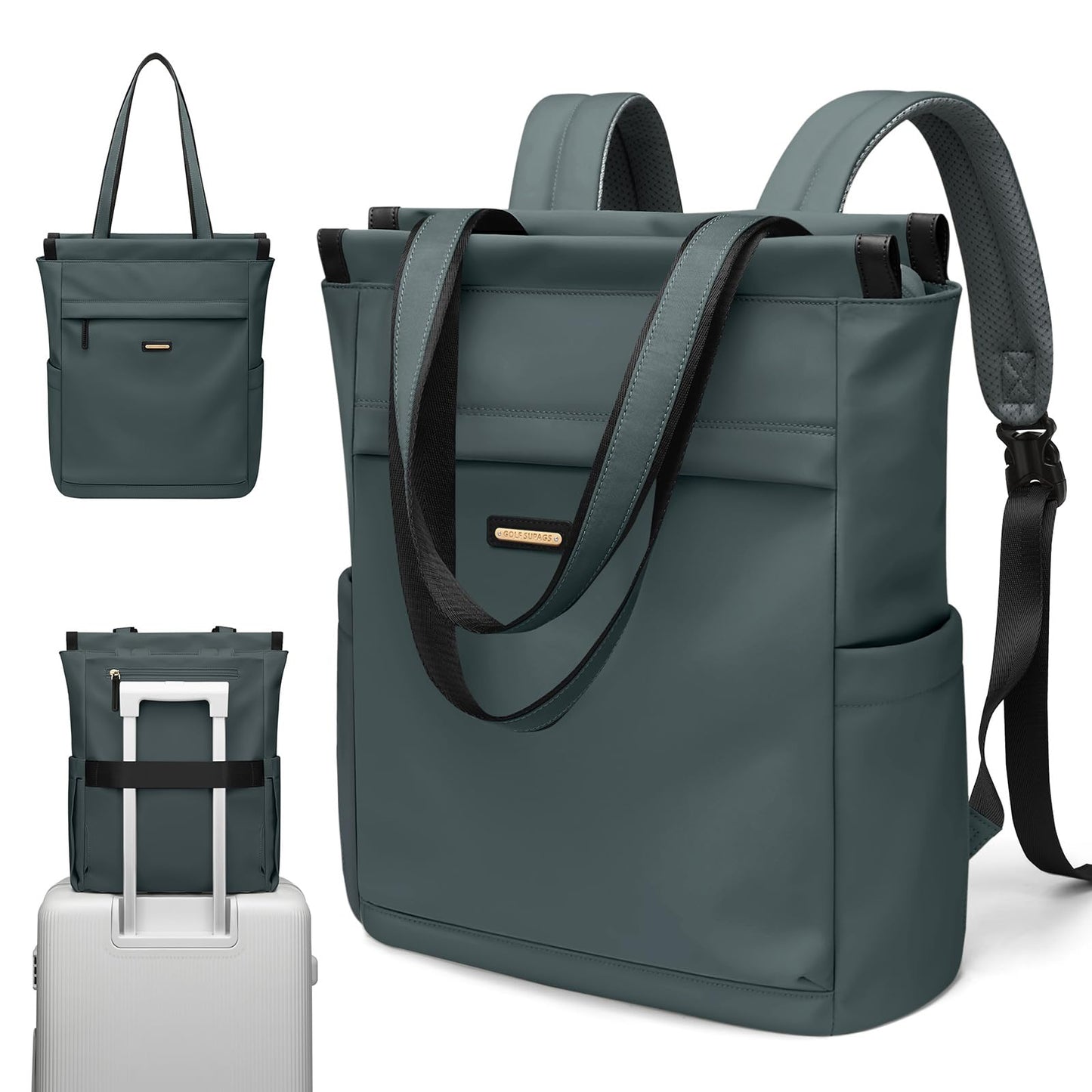 Convertible Laptop Backpack for Women Casual Daypack Notebook Tote Bag for Work College Travel Leisure (Atrovirens)