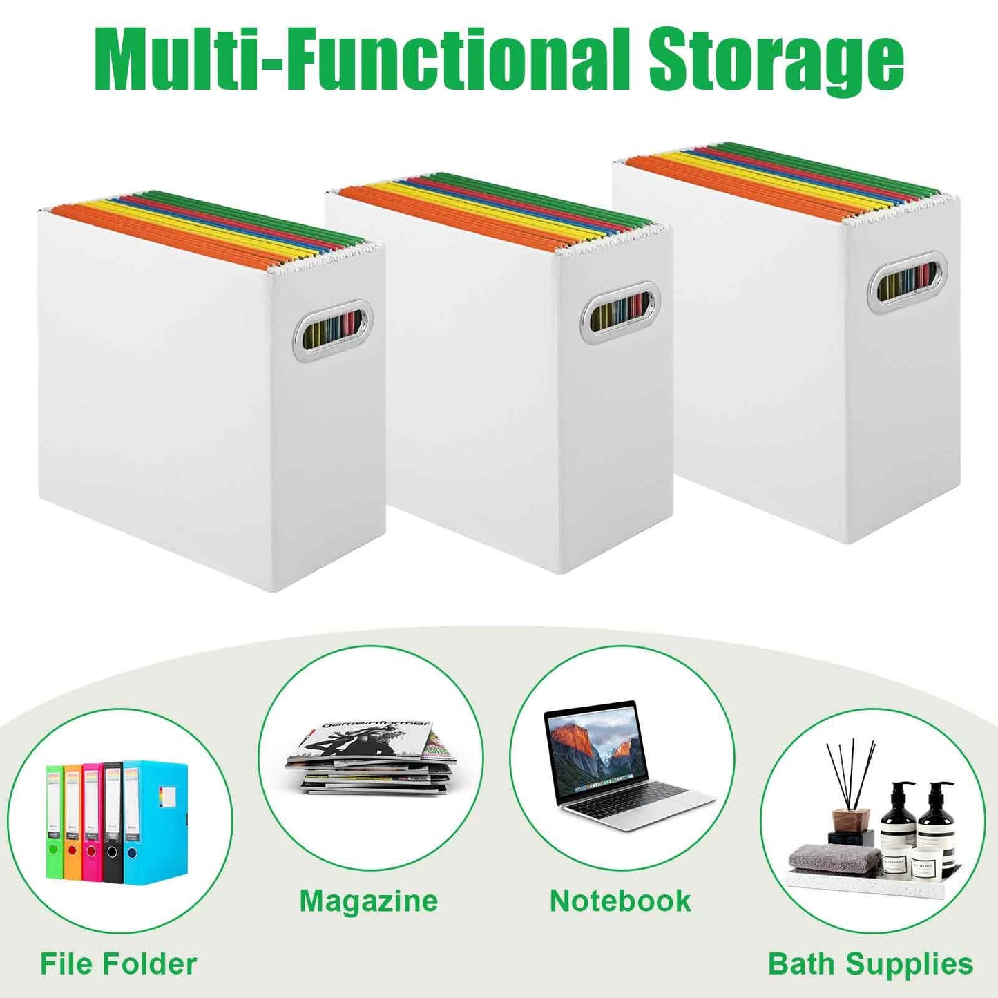 JMIATRY 6PCS Hanging File Organizer for Hanging Folders Letter Size White File Folder Organizer with Handle,Cardboard File Folder Box Document Organizer for Office, Home