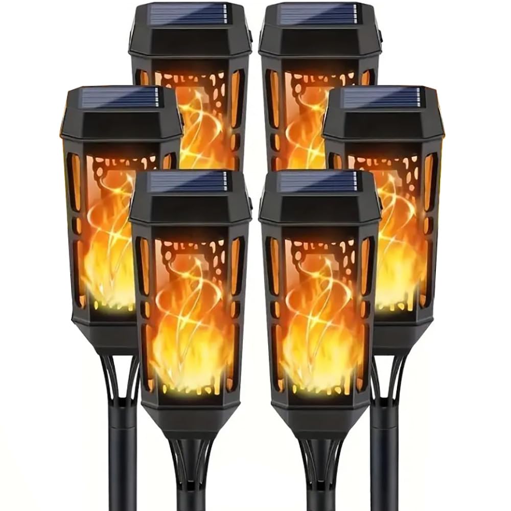 Solar Torch Flame Lights, LED Solar Lights Outdoor with Flickering Flame, IP65 Waterproof Solar Pathway Lights Landscape Decoration Lighting for Garden Lawn Patio Yard Outdoor Decorations (6)