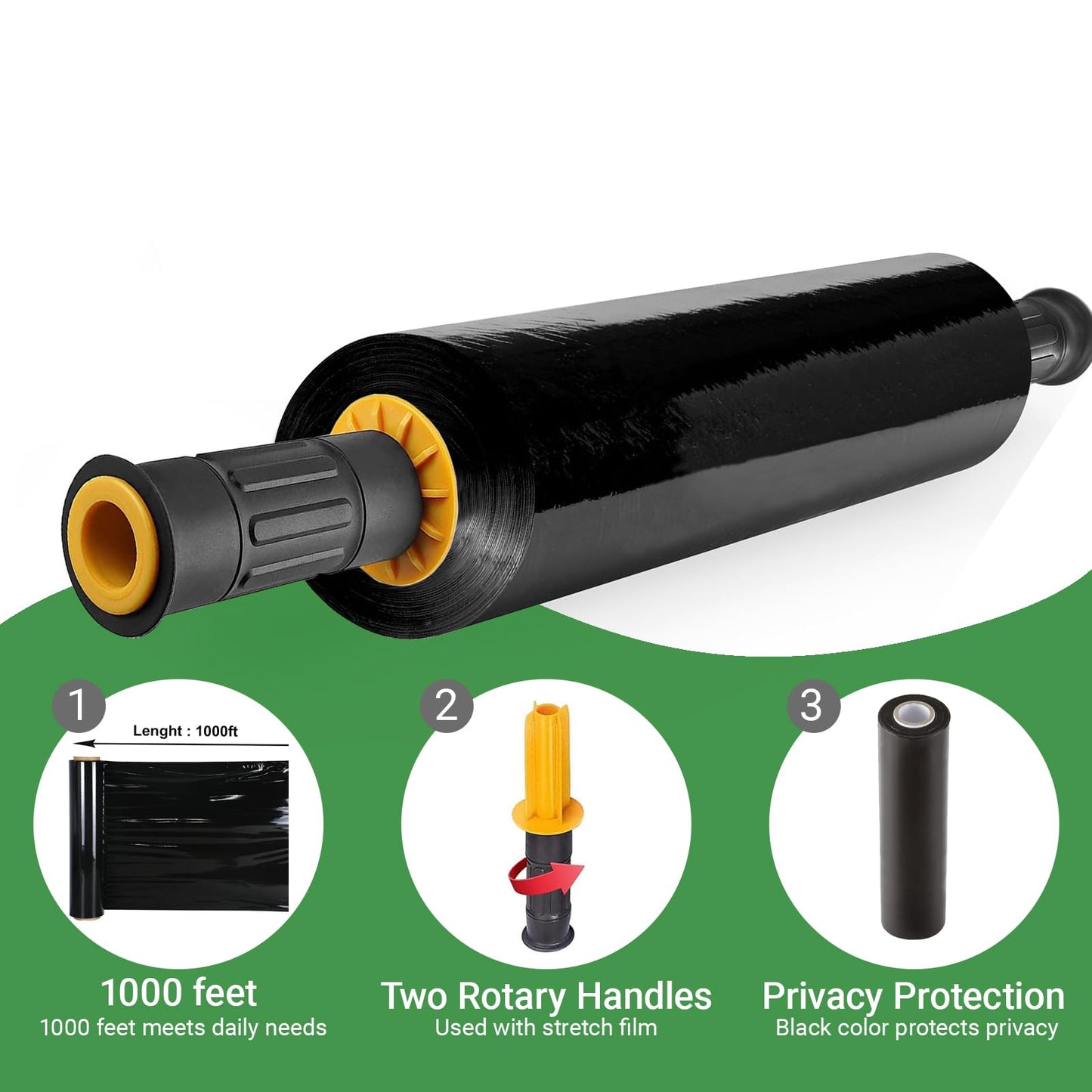 4 Rolls Black Stretch Wrap 15"x1000 Feet Stretch Film Shrink Wrap Packing Moving Suppliers for Shipping Moving Suppliers Packing Pallet Wrapping Surface Protection 60 Gauge