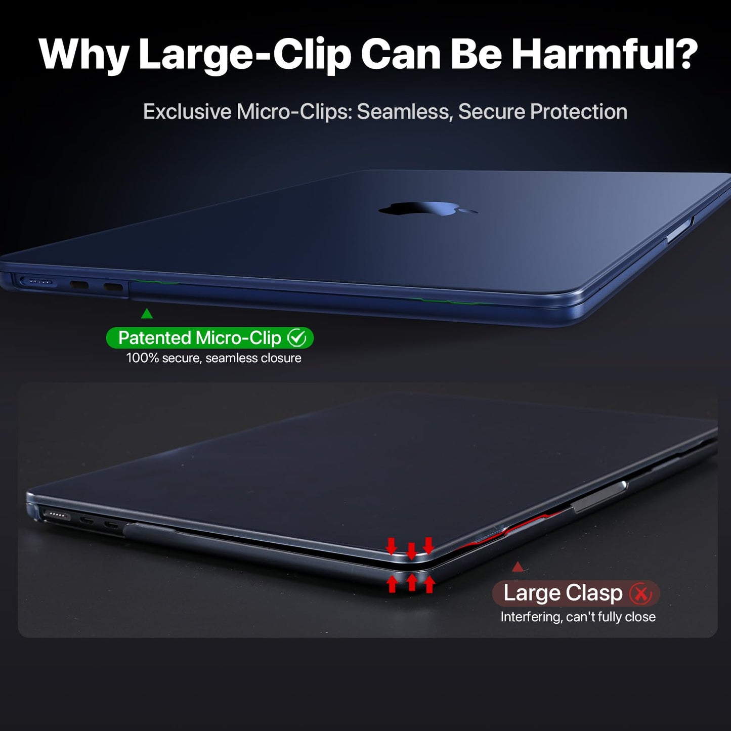 Compatible for MacBook Air 15 inch Case M5 M4-M2 2026 2025-2023 [100% Match Official Color] [Ultra Thin Armor] Protective Hard Shell Matte Cover for Laptop A3448 A3241 A3114 A2941 - Midnight Clear