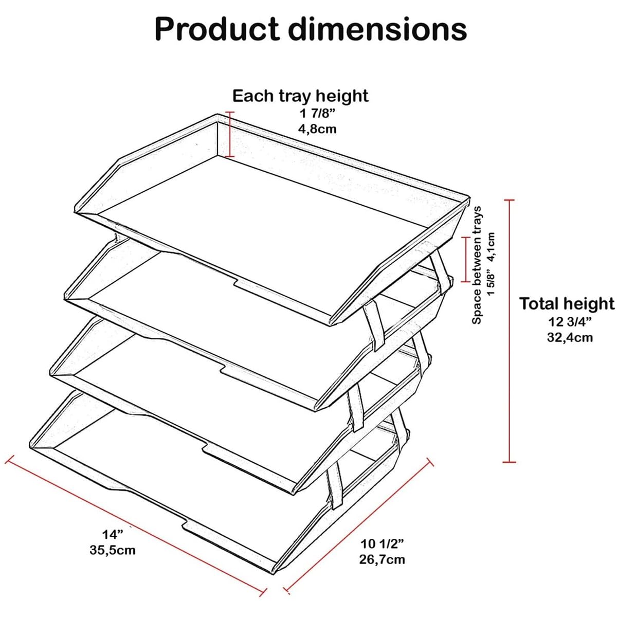 Acrimet Facility 4 Tier Letter Tray, Side Load, Letter Size/A4, Desktop File Organizer, Plastic (Clear Green)