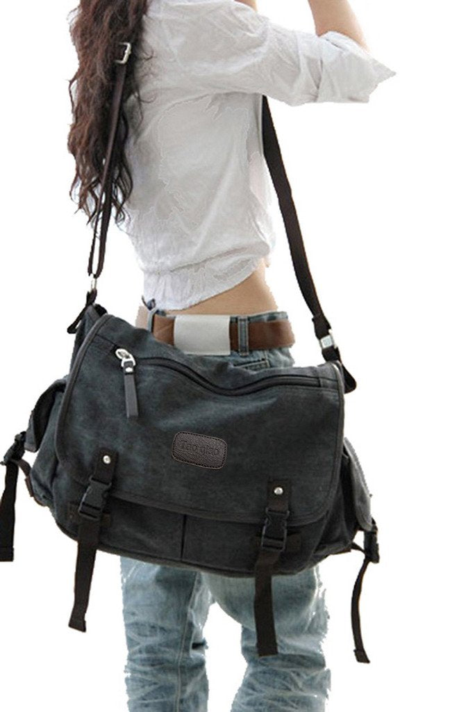 Vintage Canvas Messenger Bag Large Book Laptop Shoulder School Bag Women Men New