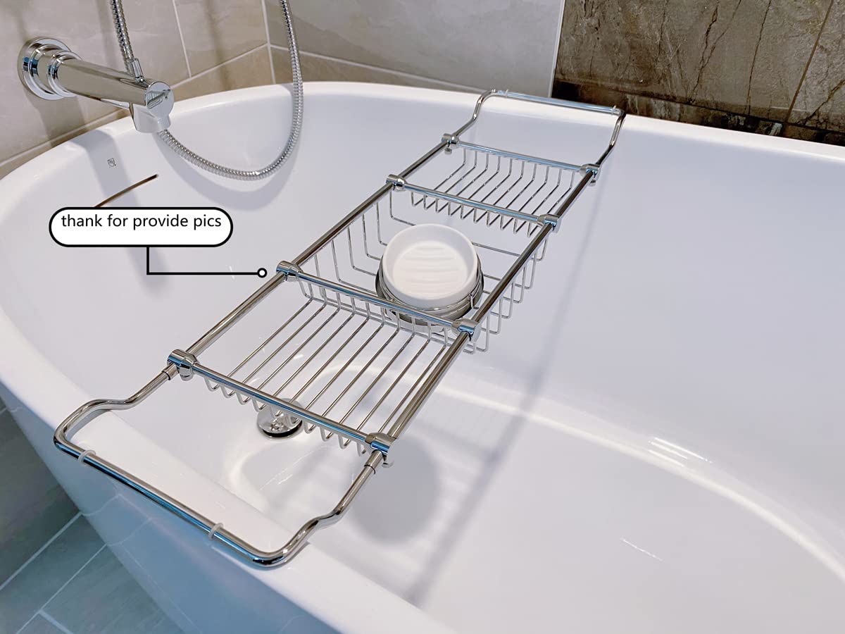 Brass Over Bathtub Racks Expandable Bath Caddy for The Elegant Tub Chrome Polished