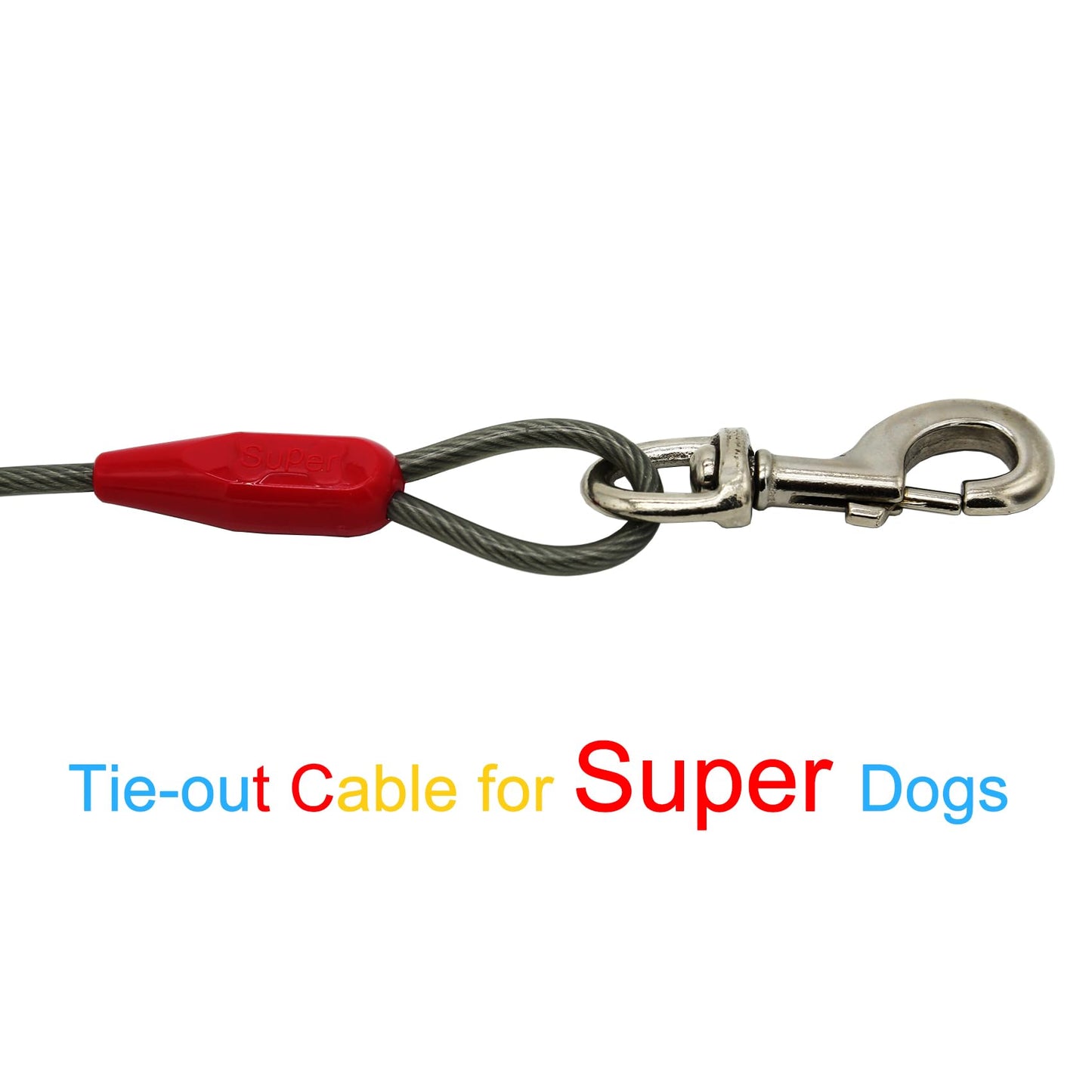 Petest 40ft Tie-Out Cable with Crimp Cover for Super Dogs Up to 250 Pounds