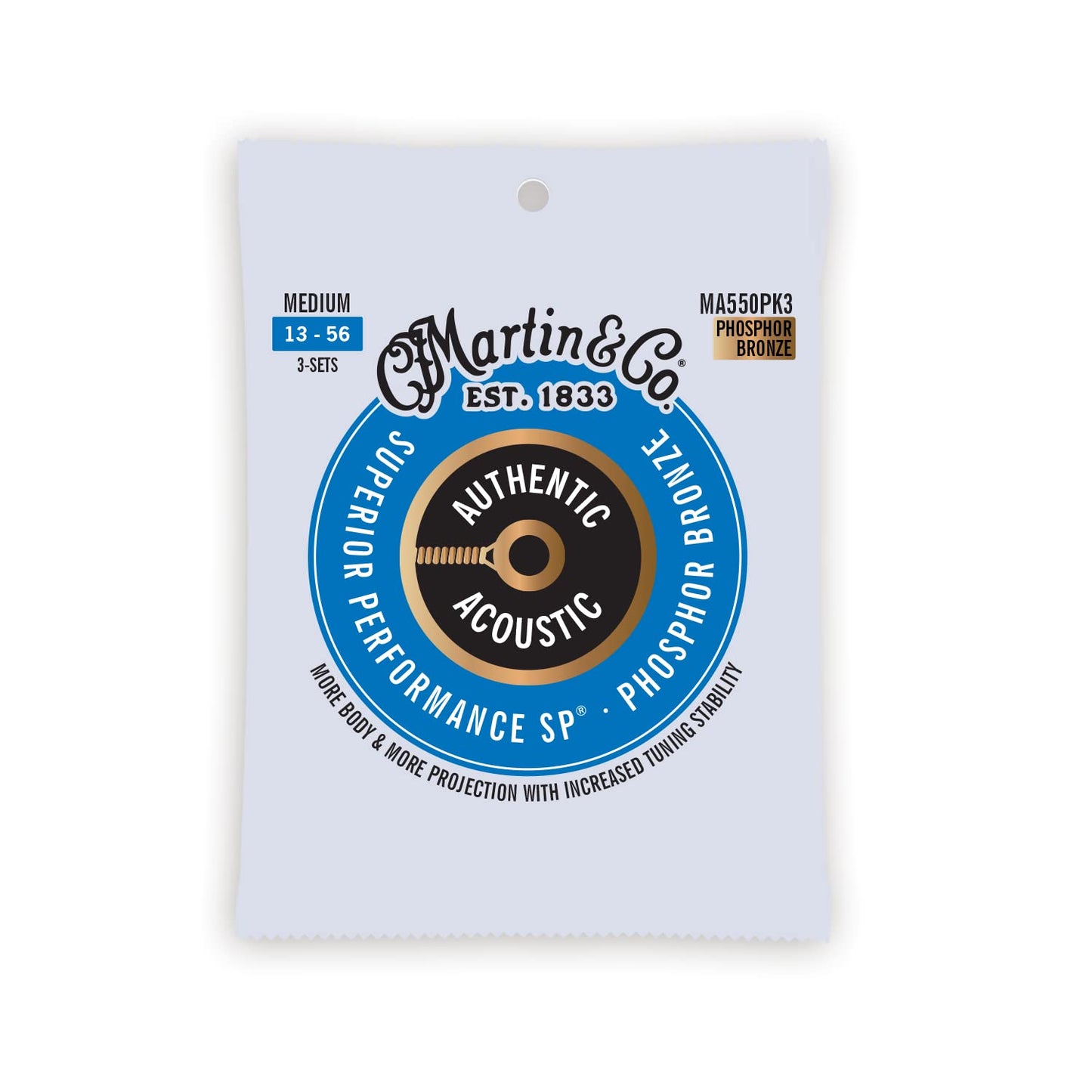 Martin Authentic Acoustic Guitar Strings - 3 Pack - Superior Performance 92/8 Medium