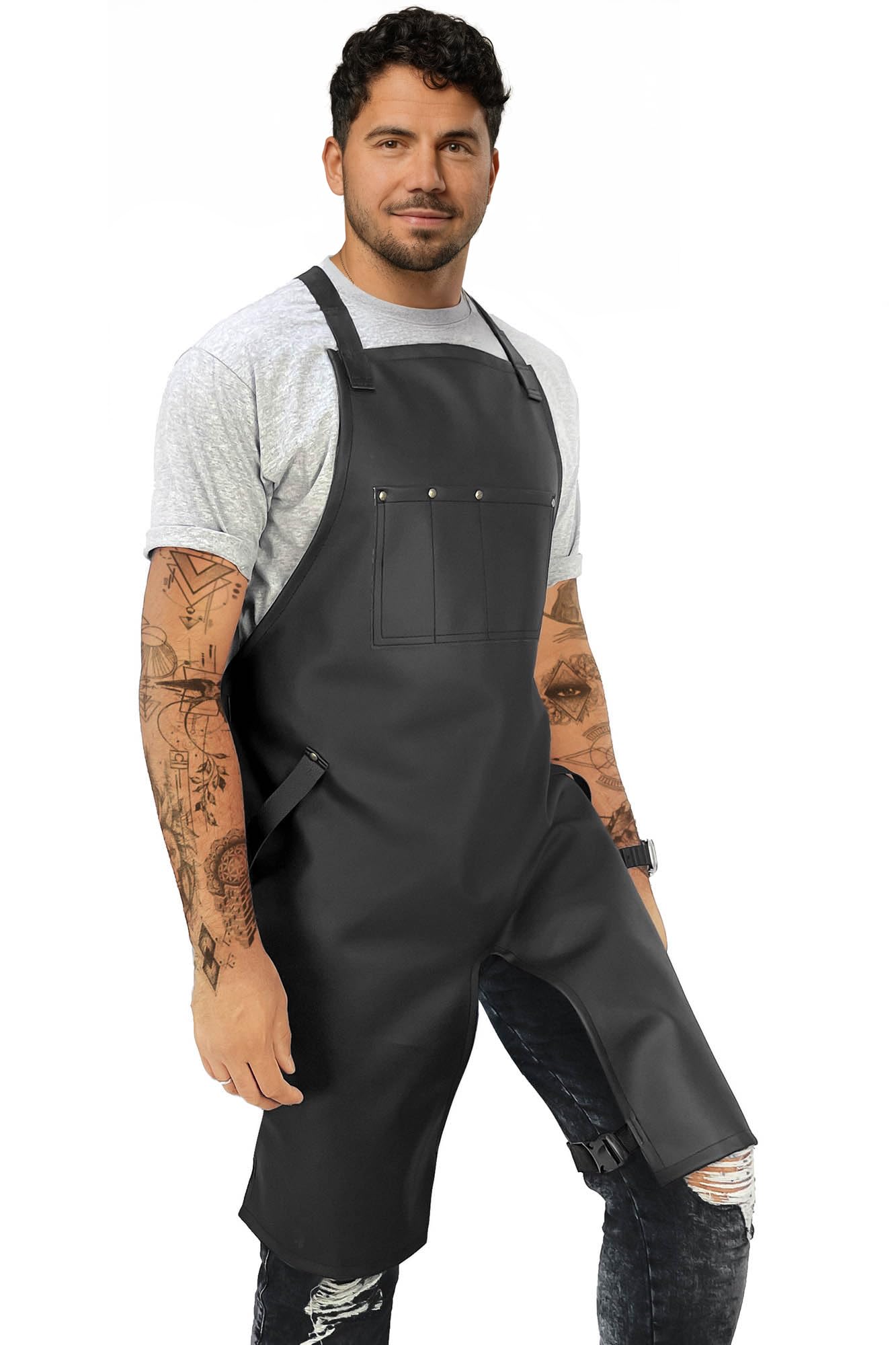 Under NY Sky Tattoo Apron - Vegan Leather, Wipeable - Split-Leg, Cross-back Straps - For tattoo artist, Tattooist, Studio, Barber