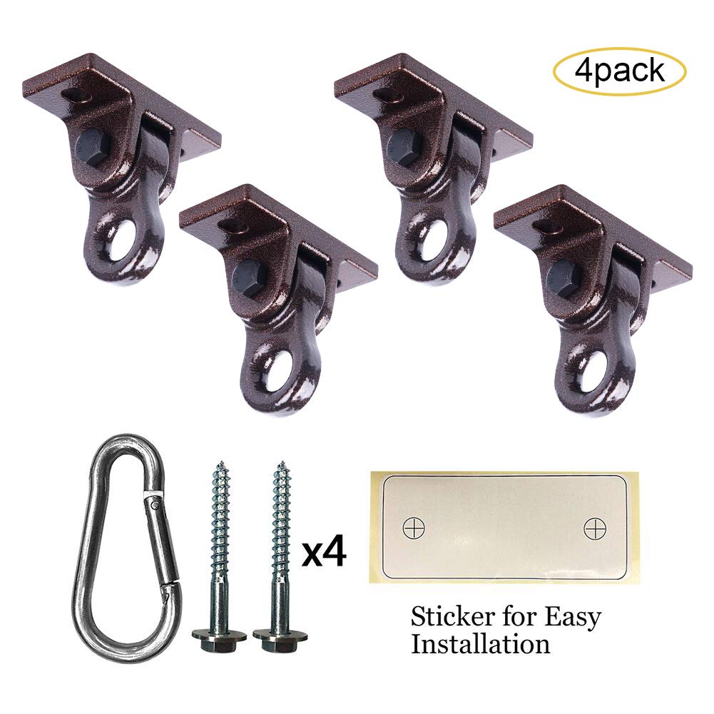 ABUSA Heavy Duty Bronze Swing Hangers Screws Bolts Included Over 5000 lb Capacity Playground Porch Yoga Seat Trapeze Wooden Sets Indoor Outdoor (4 Pack)