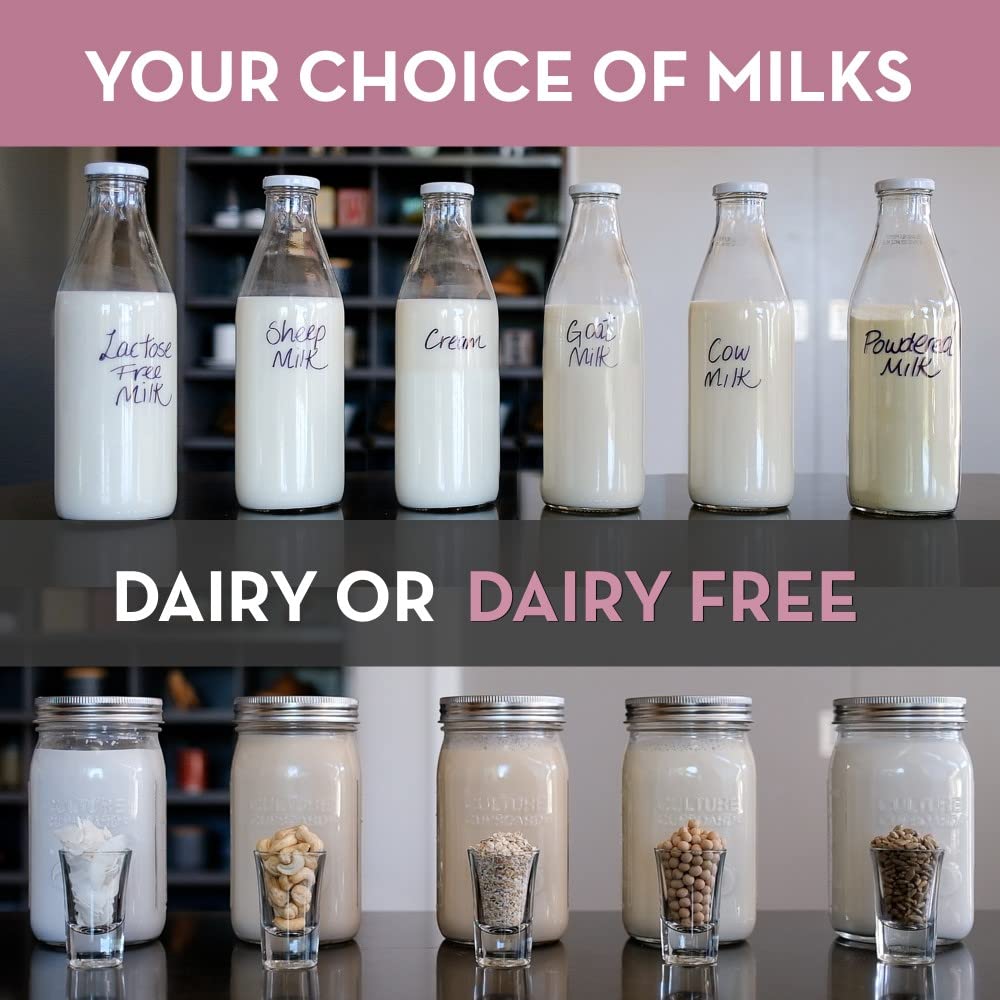 Stainless Steel Yogurt Maker with 1 Litre Glass Jar and Complete Recipe Book to Make 12+ Easy Homemade Dairy Free and Milk Yogurts