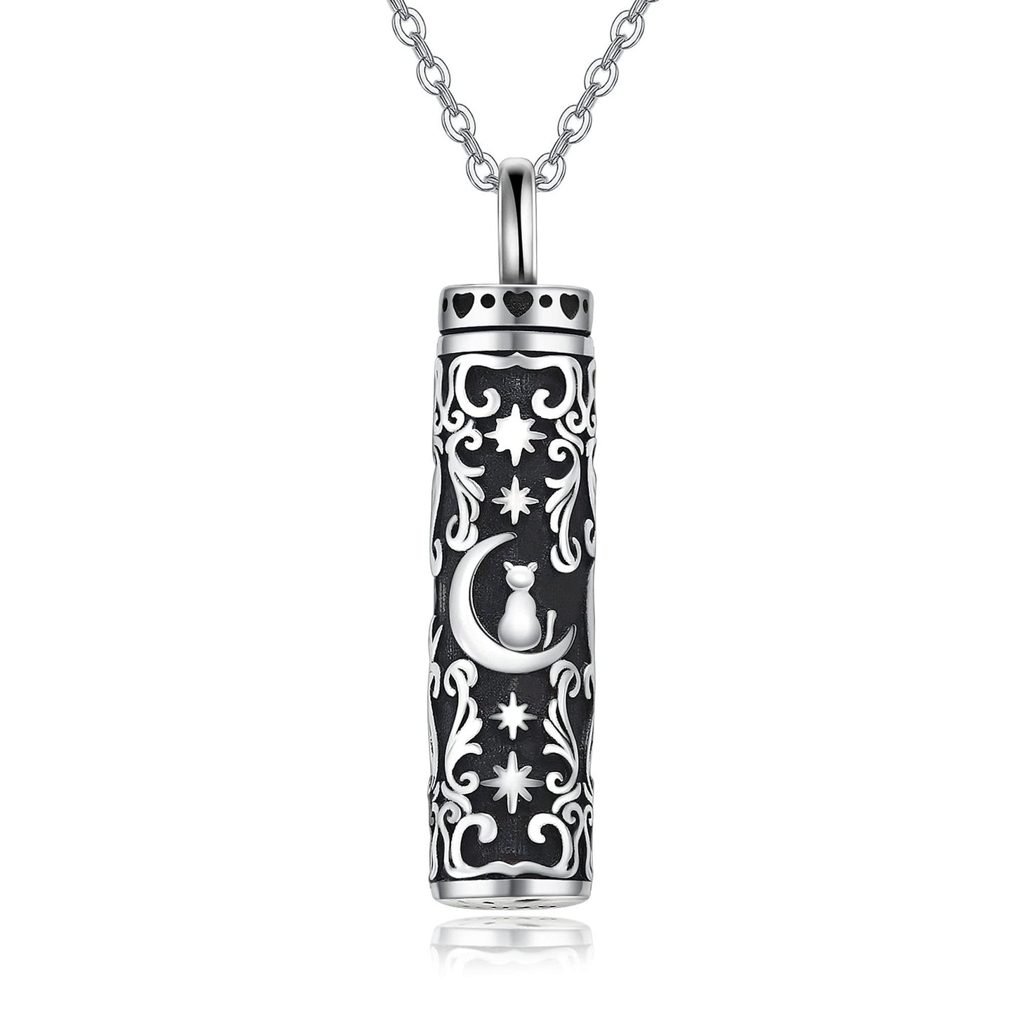 Cat Urn Necklace for Ashes Sterling Silver Pet Cremation Memorial Keepsake Jewelry for Ashes for Women Girls