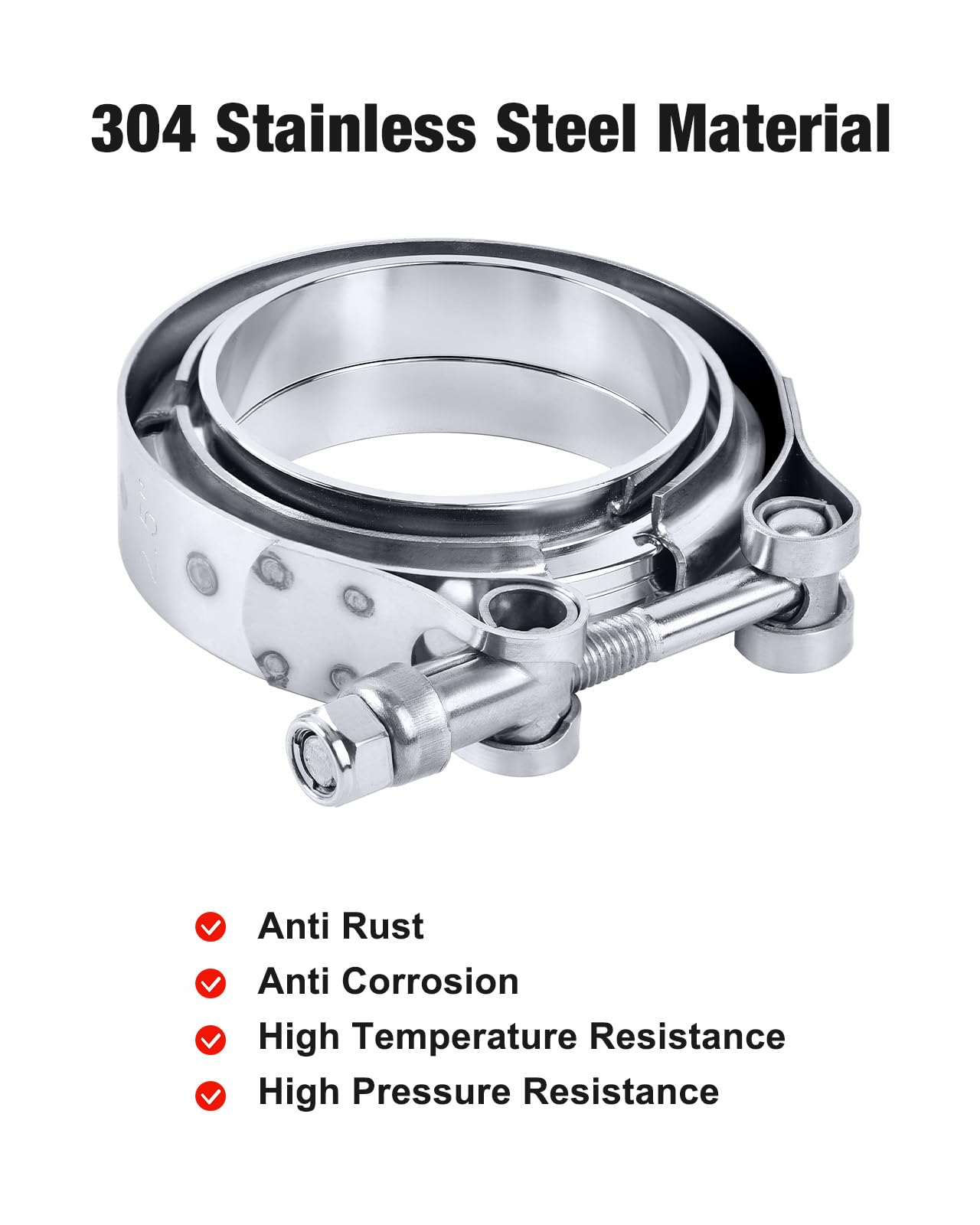 EVIL ENERGY 3.0 Inch V Band Clamp with Flange Male Female Stainless Steel 2Pcs, 3.0inch- 2pcs