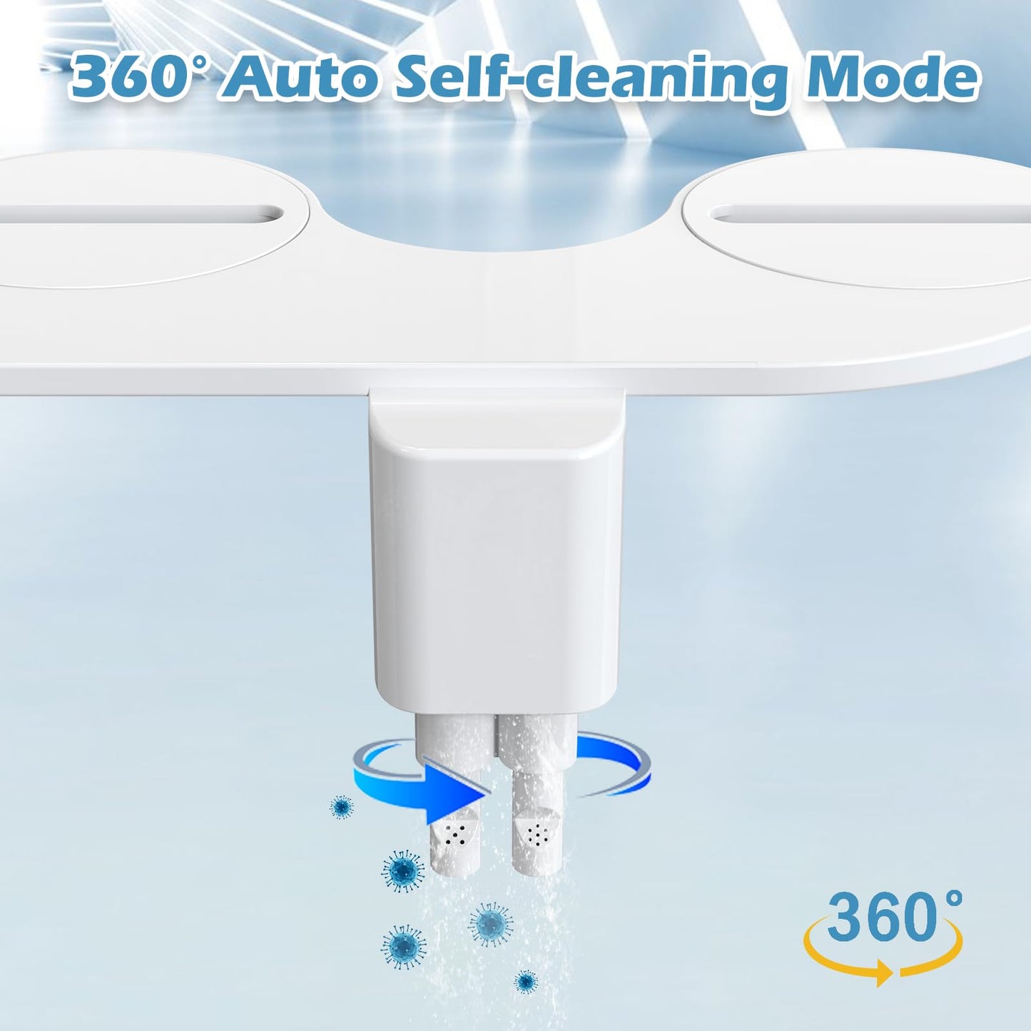 6MM Ultra-Slim Bidet, Bidet Attachment for Toilet Dual Nozzles (Frontal & Rear Wash) Pressure Adjustable, Non-Electric Auto Self Cleaning, Fresh Water Bidet Toilet Seat Attachment, No Gap Install
