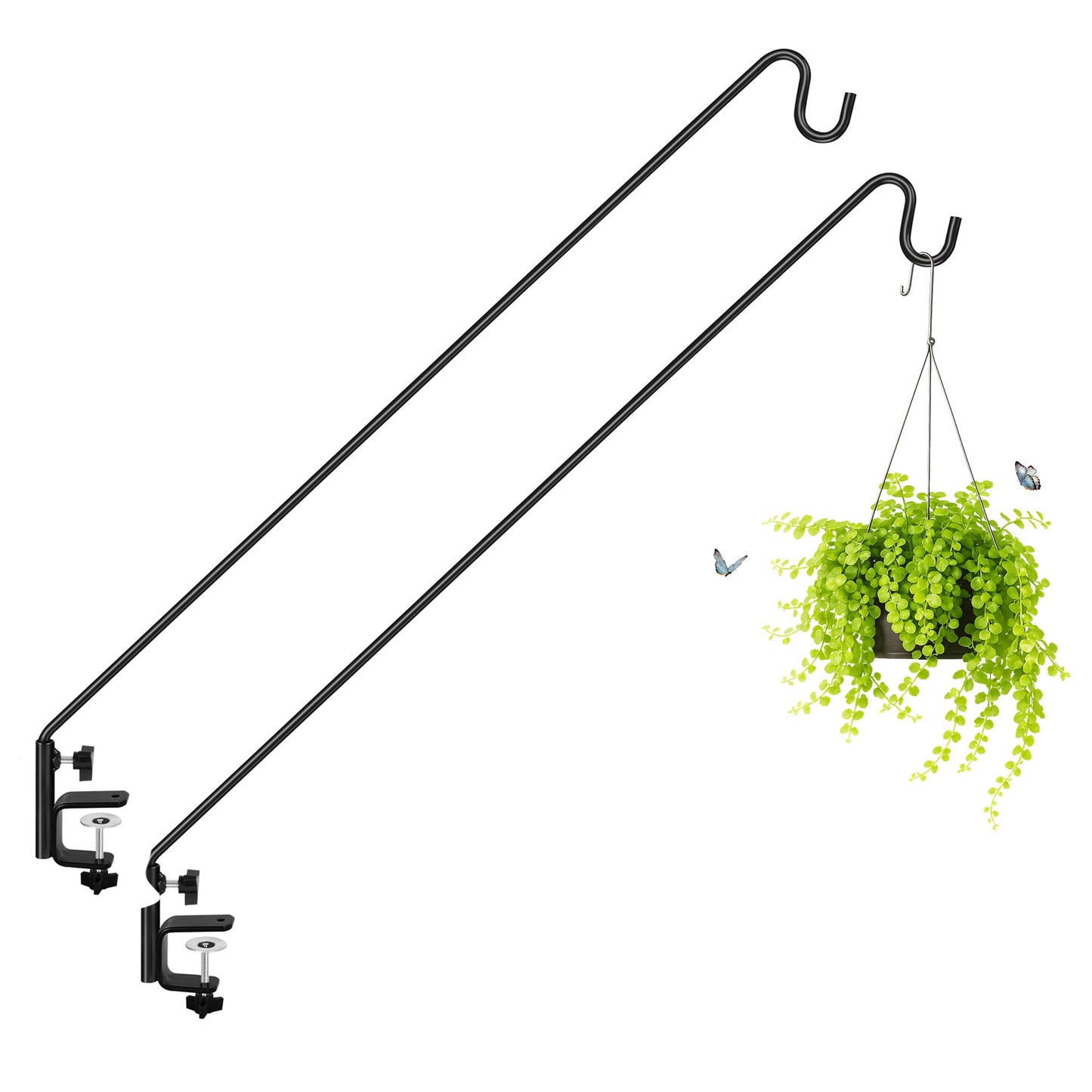 ERYTLLY Extended Reach Deck Hook Wall Pole Wall Mounted Deck Hook Extensible and Adjustable 28 inch to 43 inch Wall Bracket for Hanging Bird Feeder,Plants,Wind Chimes,Lanterns 2 Packs