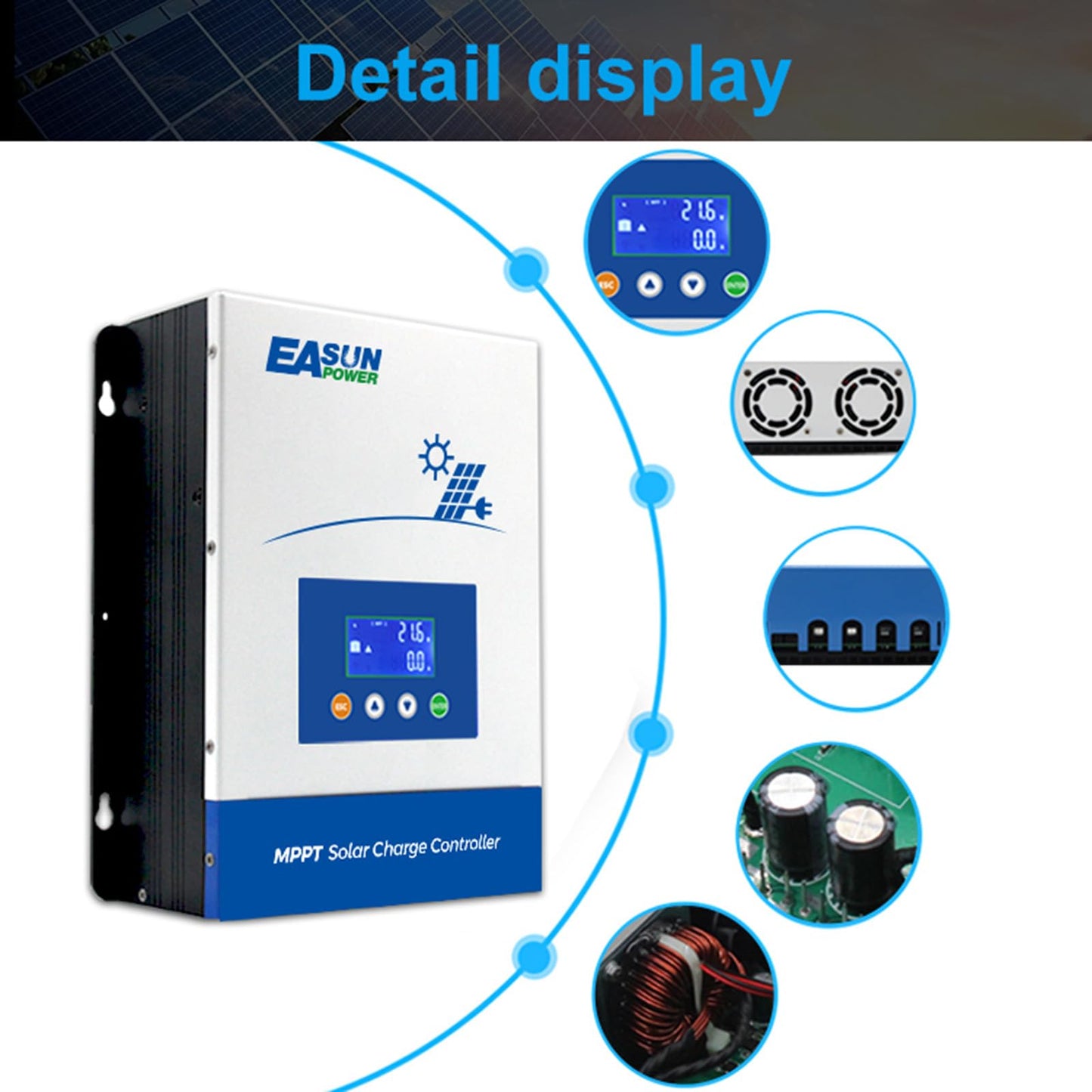 100A MPPT Solar Charge Controller 48V 36V 24V 12V Auto Max Input 150V LCD Display Regulator Intelligent Regulator Charge Controller