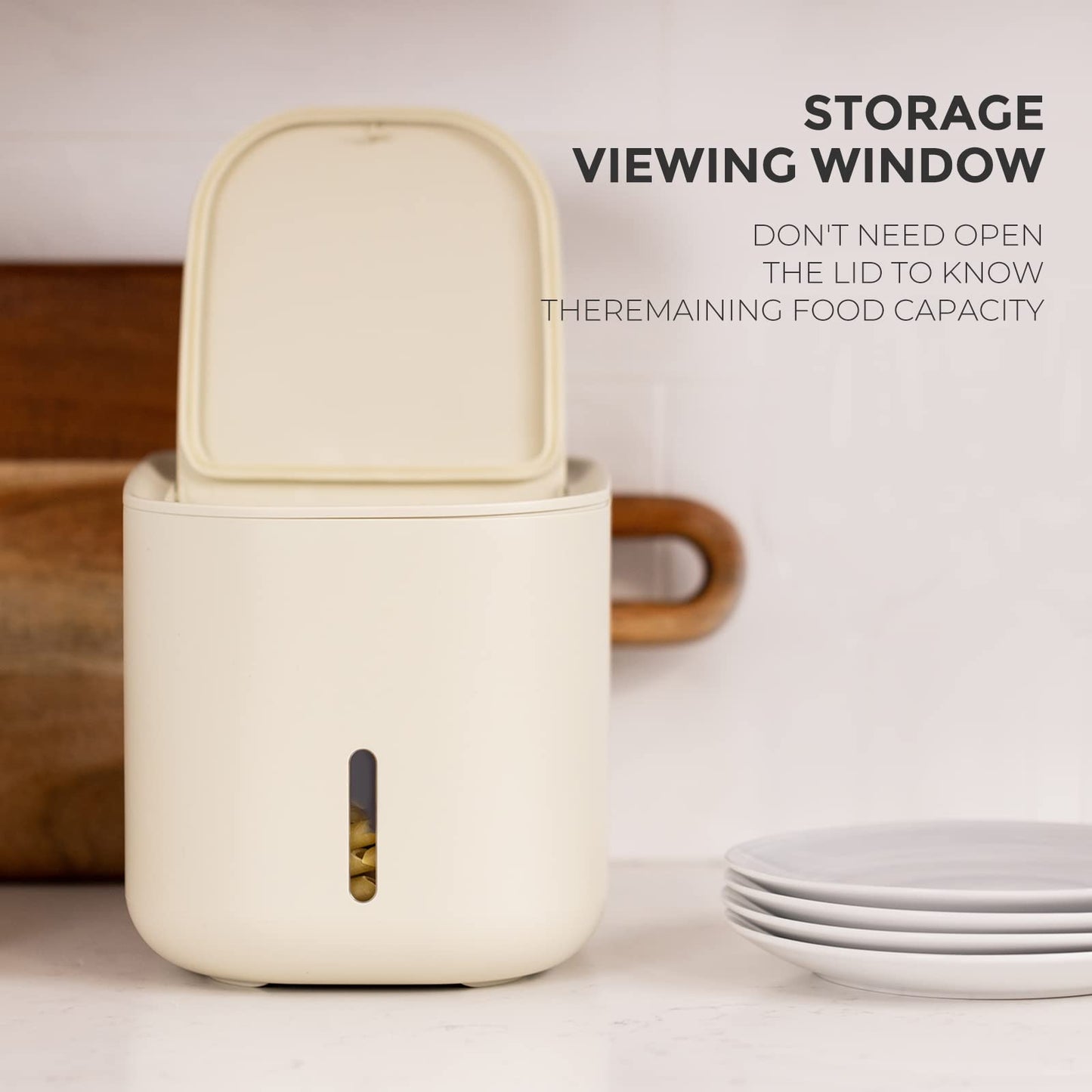 Zuutii Food Storage Container, Dry Food Storage, Pet Food Dispenser, 6.9Qt Large Storage Bin with Lid,Silicone Ring & Moisture Proof, for Grain Cereal Soybean Corn Light Cream