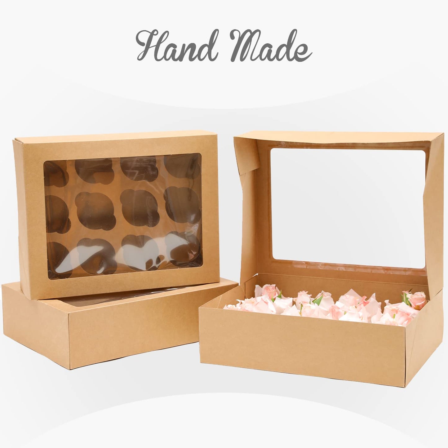 20 Pcs Kraft Cupcake Box Cupcakes Carrier 12 Cupcake Containers, 12 Cupcake Boxes with Window 13x10x3.5inch