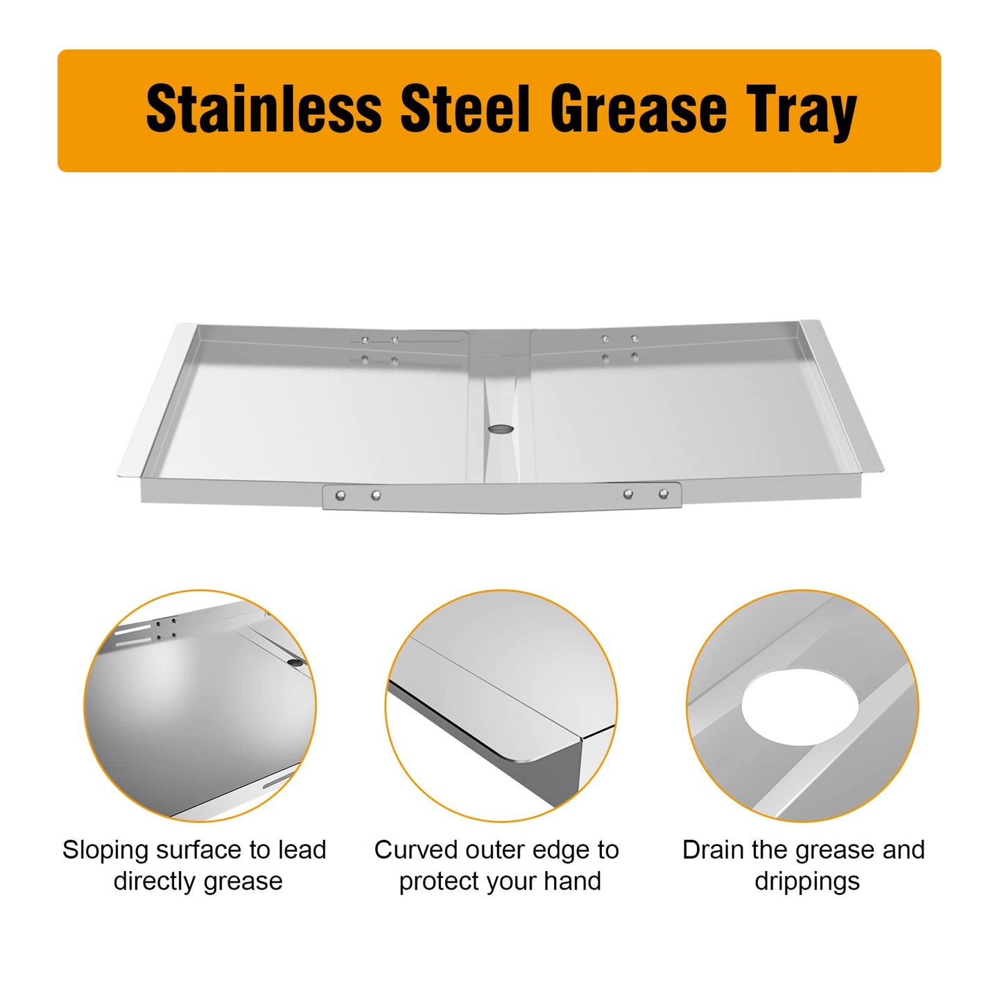 Universal Grease Tray with Catch Pan-Adjustable Stainless Steel Grill +Drip Pan Replacement Parts for Dyna Glo, NEXGRILL, Backyard, BHG, Expert, Kenmore, Uniflame and More