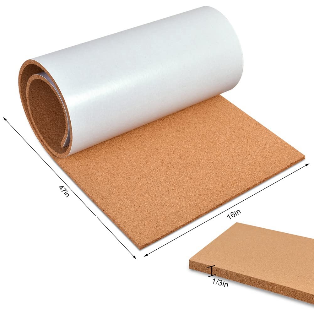 YCCYYCCY Self-Adhesive Cork Borad Roll, 6mm(1/4") Thick Cork Boards for Walls, 120cm x 40cm(47"x16") Cork Board Roll for Office, Home, School(6mm,CA)