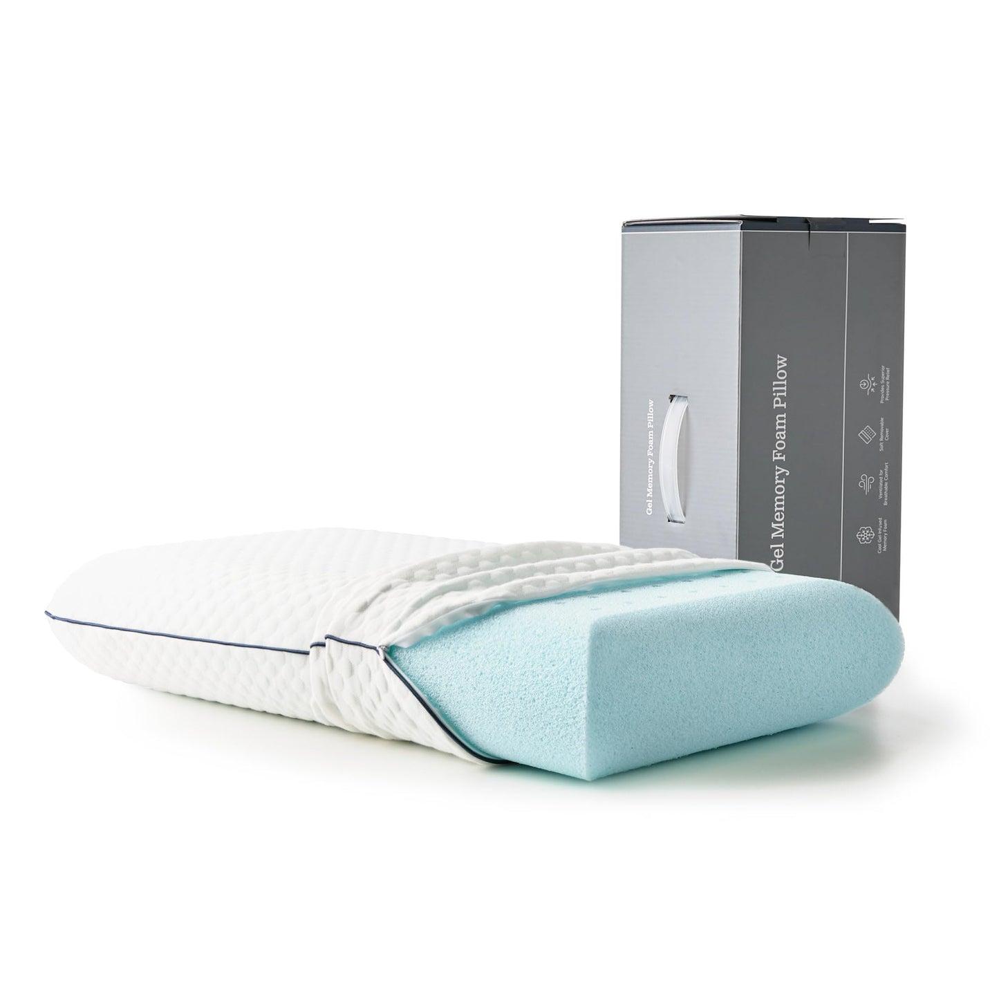 WEEKENDER Ventilated Gel Memory Foam Pillow - Washable Cover - Queen Size(Pack of 1), White