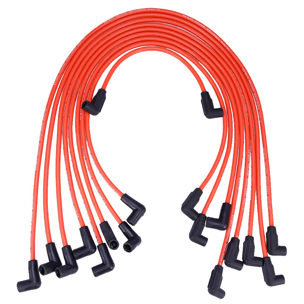 Vkinman 10.5 MM High Performance Spark Plug Wire Set for HEI SBC BBC 350 383 454 Electronic (9Pcs)
