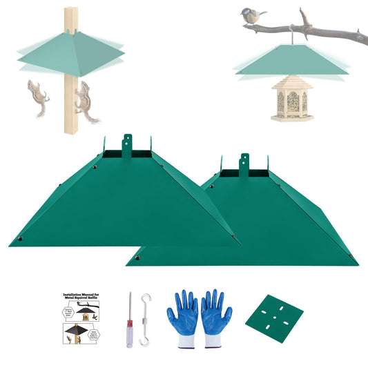 Metal Squirrel Baffle for 4x4 Post or Hanging,17 Inch Squirrel Guard for Wooden Pole Outdoor,Hanging Baffle Protect Bird Feeders and Pole Mount from Raccoon Squirrels Rodents (2Pcs Green)