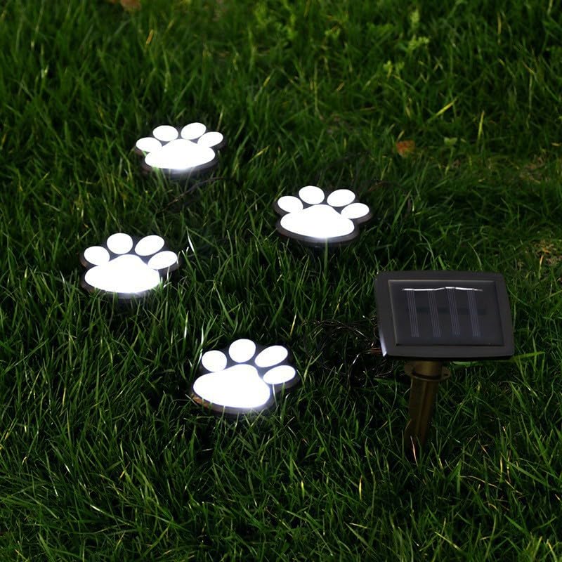 Paw Print Path Lights Garden Animal Statue Lantern Led Path 3" Light Lamp for Garden Patio Yard Decor Walkway Lighting
