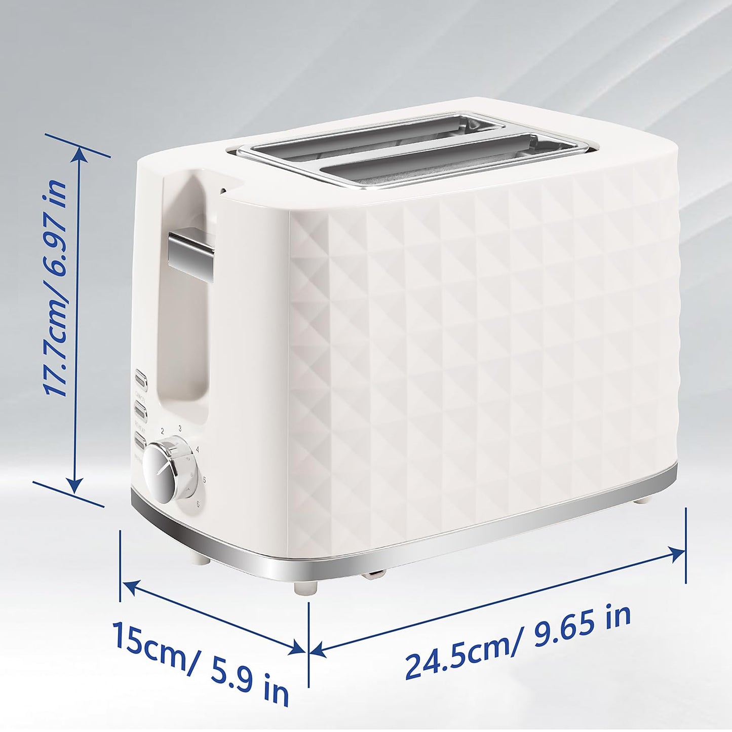 Seydere Toaster 2 Slices, Toasters Wide Slot, Bread Toaster with Cancel, Bagel, Defrost Function, Bagel Toasters with Removable Tray & 6 Temperature Settings, Beige