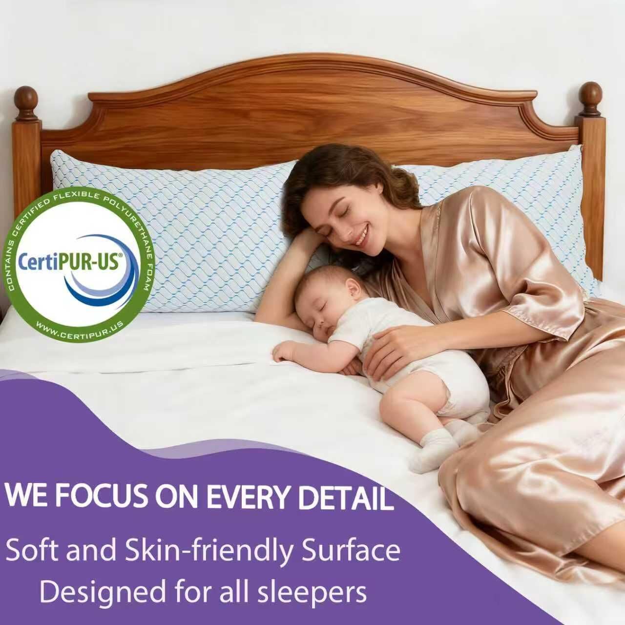Memory Foam Pillows King Size Set of 2,Adjustable Cooling Pillow for Side Back Stomach Sleepers with Washable Removable Cover