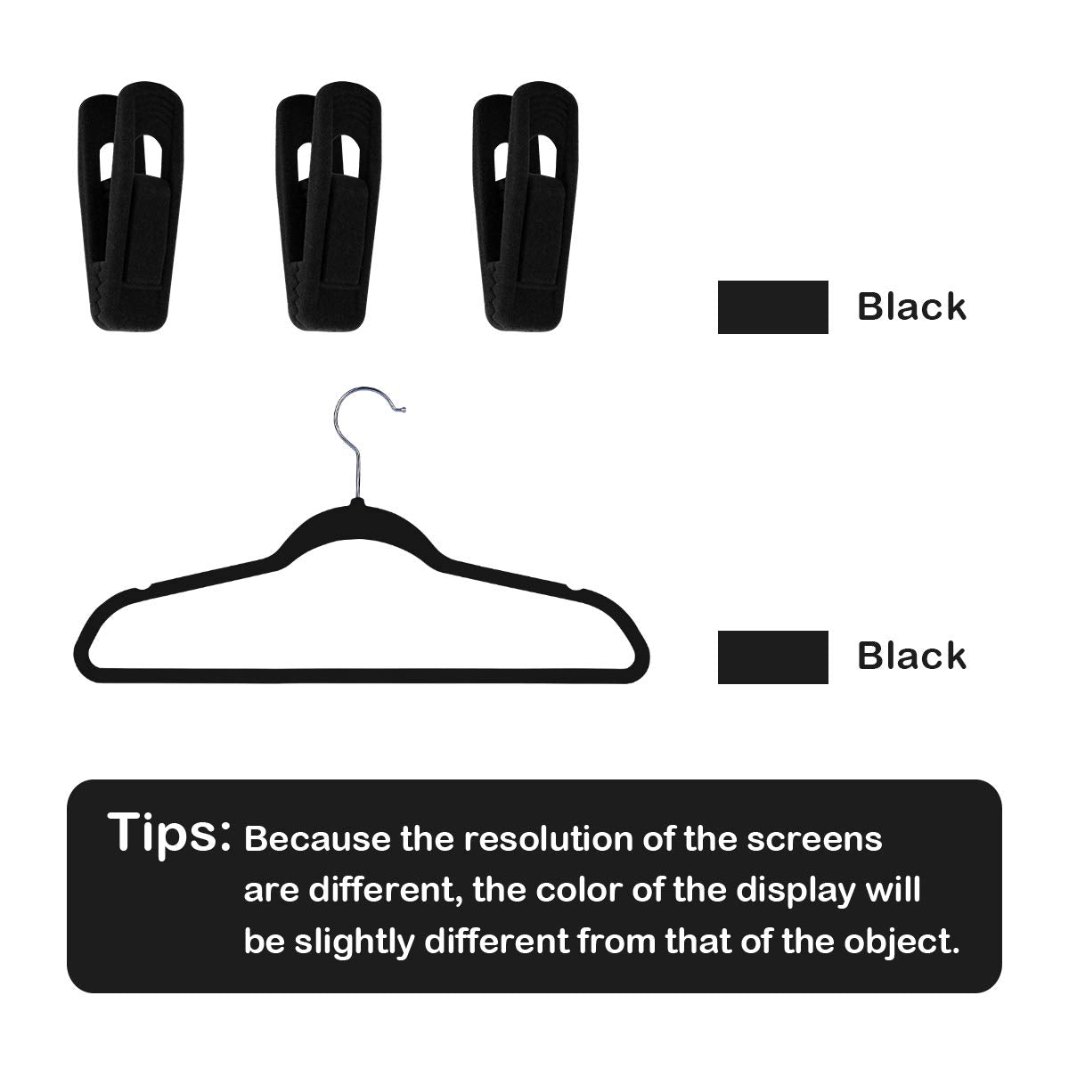Trgowaul Velvet Hangers Clips 60 Pack, Pants Hangers Velvet Clips, Strong Finger Clips Perfect for Thin Velvet Hangers (Black)