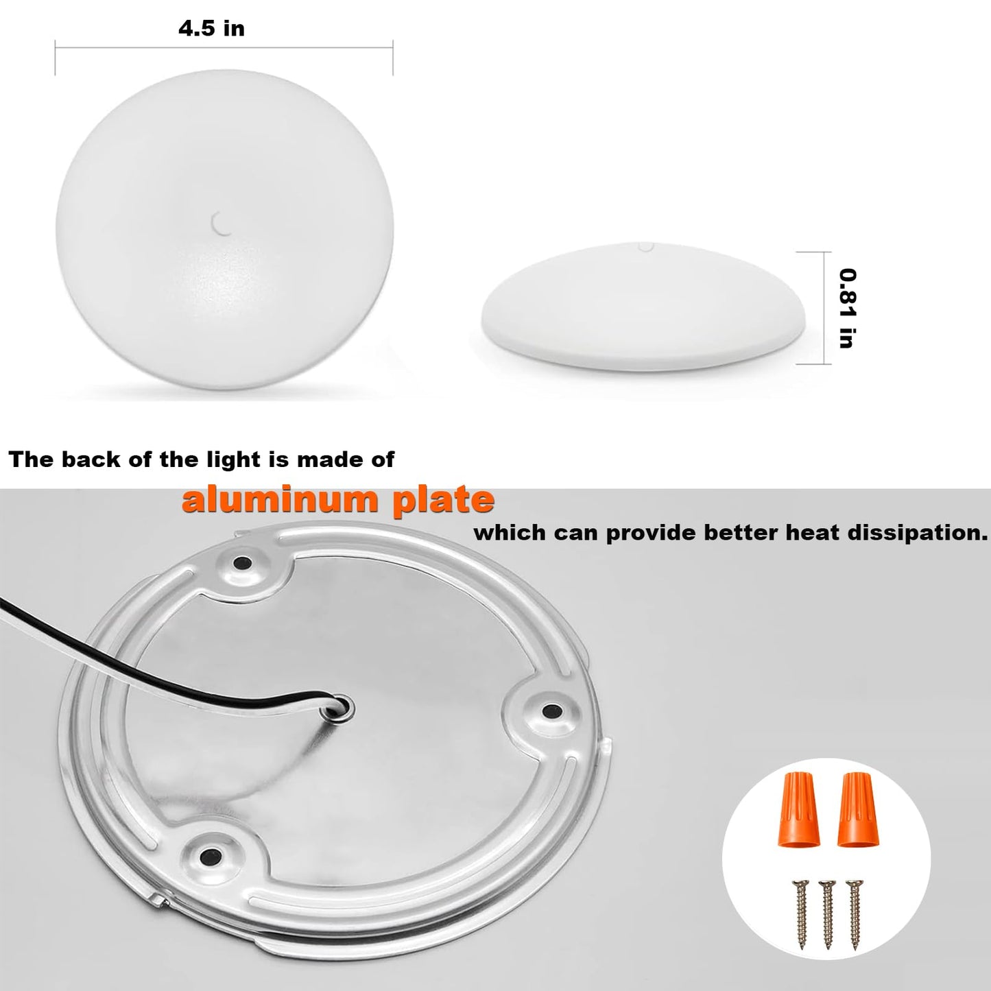 M MayJazz RV Ceiling Dome Light 4.5 Inch 12V 5CCT 2700K Soft White-5000K Daylight,5W,400LM,Dimmable LED RV Interior Lights for Camper/Car/Trailer/Boat,6 Pack