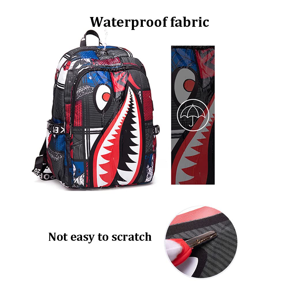 Boys' backpack School Backpack,Stylish backpack with USB port.Laptop Backpack can hold 15.6in Notebook (Red)