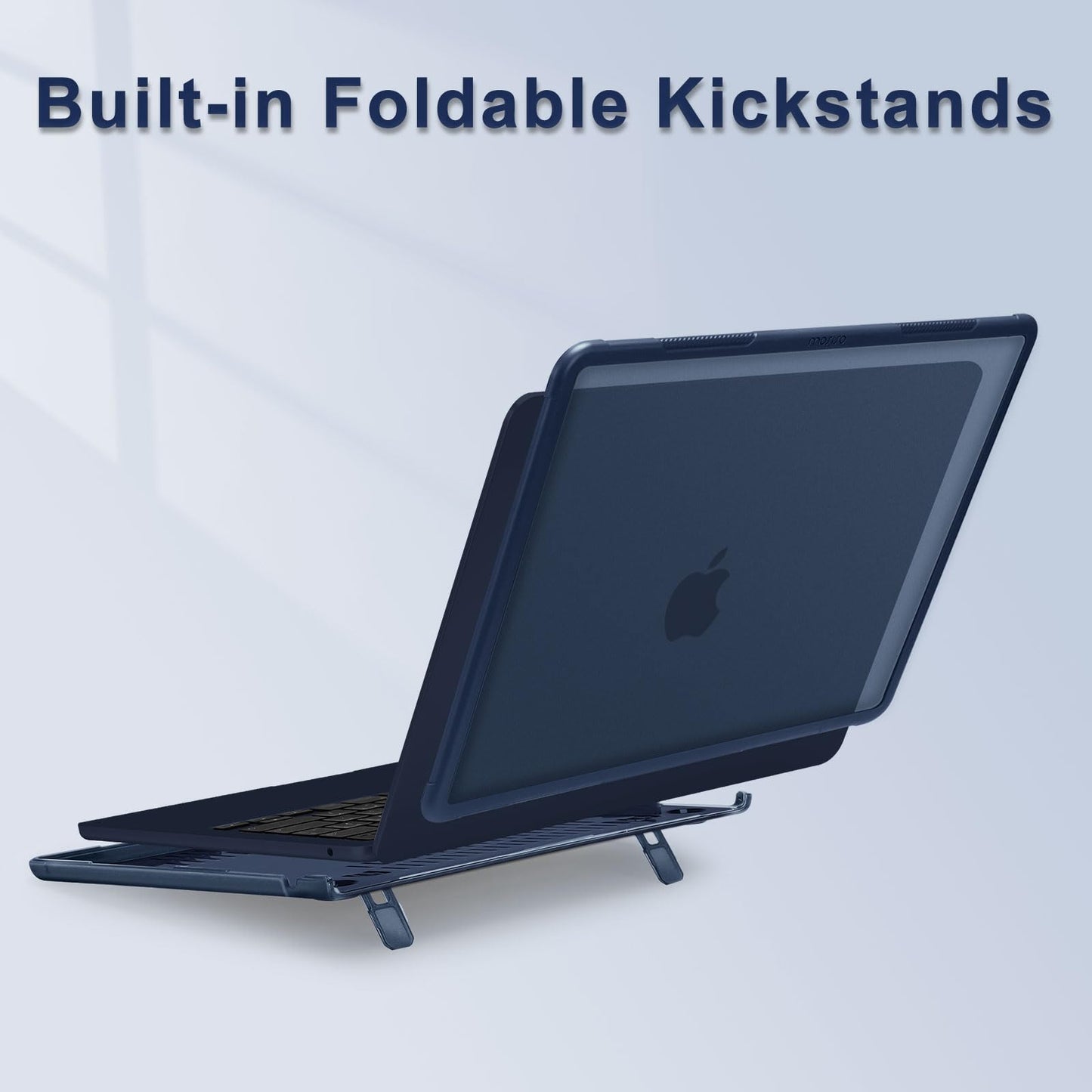 MOSISO Shock-Absorbing Hard Shell with Kickstand Compatible with MacBook Air 13 inch Case 2026-2022 M5 A3449 M4 A3240 M3 A3113 M2 A2681, 4 in 1 Kit Anti-Crack Cover for MacBook Air 13.6,Midnight Blue