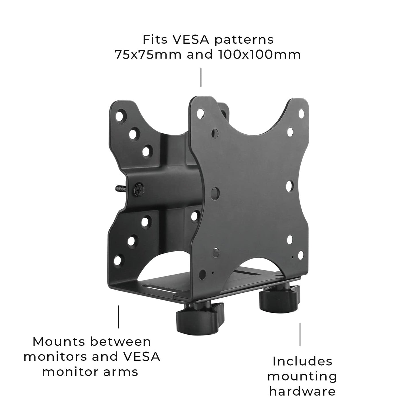 HumanCentric Thin Client Mount Bracket, Mount a Mini PC or Computer to a VESA Monitor Arm or Stand, Pole, or Under Desk or Surface, Devices with 0.65-2.55" in Depth for 75x75 and 100x100mm Patterns