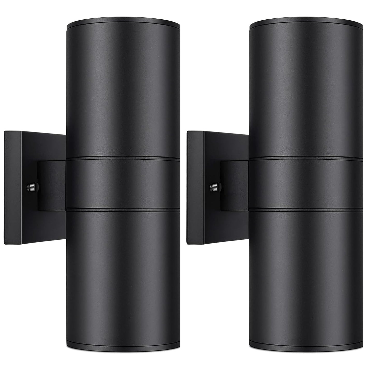 HCIDNLI Outdoor Wall Lights, Modern Cylinder Exterior Light Fixtures Wall Mount, Matte Black up and Down Porch Lights Waterproof Wall Sconce Outside Lights for House 2 Pack
