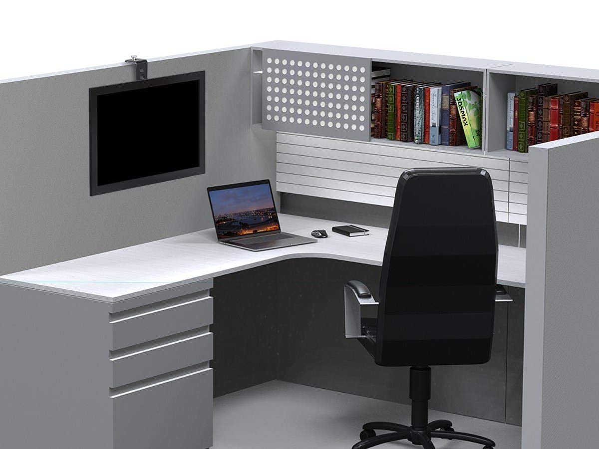 Monoprice Cubicle Flat Panel Monitor Mount - Black | Ultra-Thin, Adjustable Height, Durable - Workstream Collection