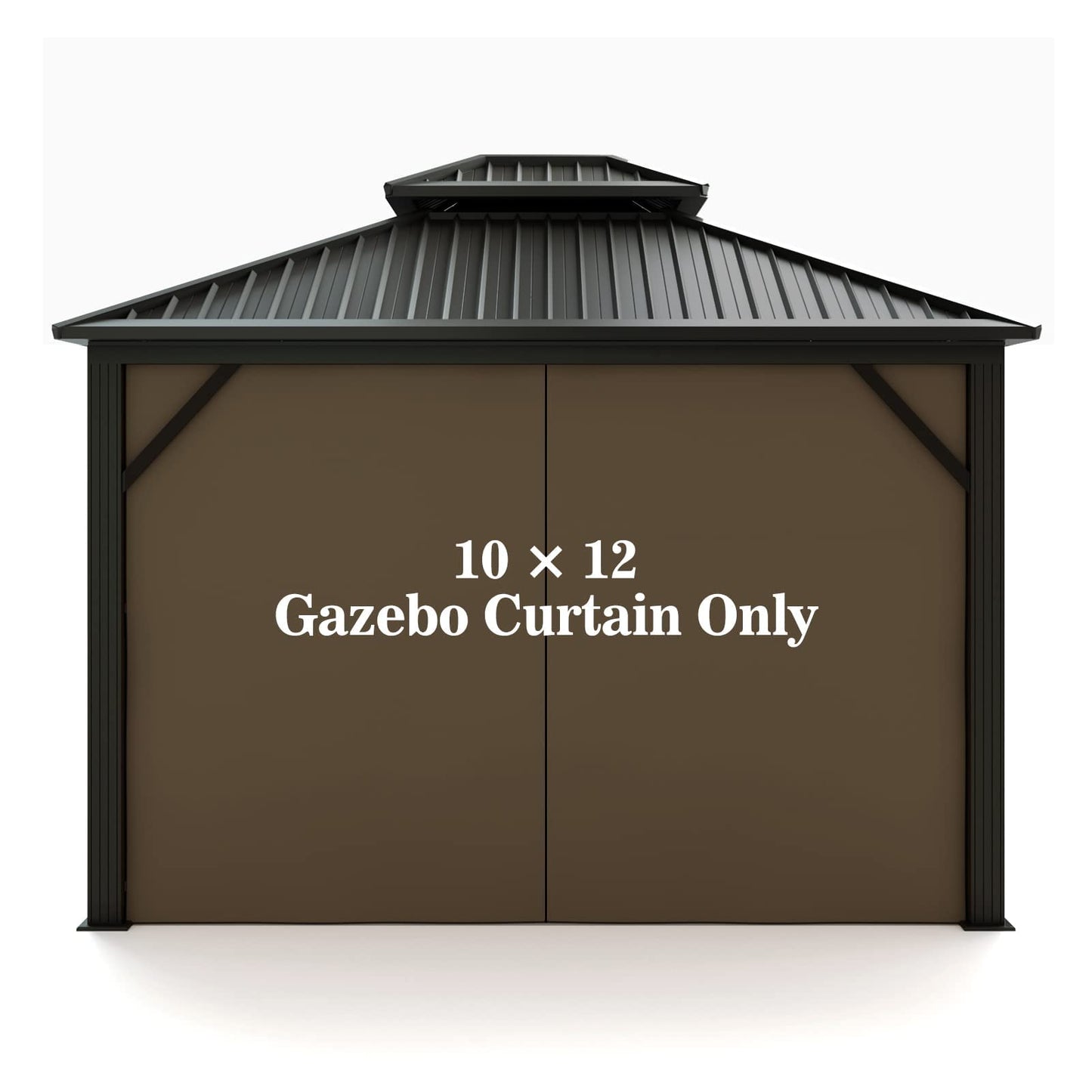 Gazebo Universal Replacement Privacy Curtain – Hugline 10' x 12' Gazebo Side Wall Outdoor Privacy Panel with Zipper (Brown, 1 Panel only)