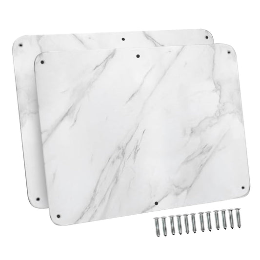 17.5inchX11.5inch Large Stainless Steel Plate for Magnets, 3M Adhesive Back, Mounting Screws, Ideal for Magnetic Shelf, Spice Holders, Fridge Magnets. Mount Anywhere! (Carrara Marble, 2 Pack)