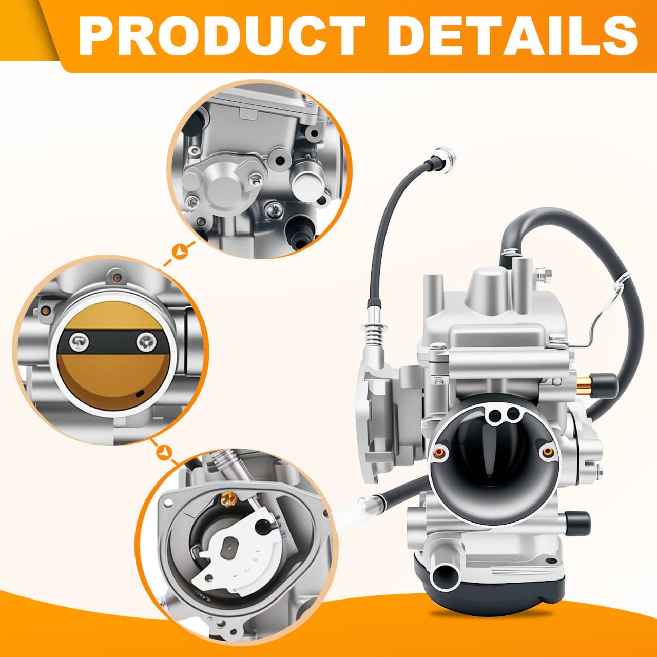 Carburetor for Yamaha 400 450 250 350 Kodiak Big Bear Grizzly Wolverine 2000-2014 YFM400 450 4X4 4WD ATV Carb Kit (Come with Starter Solenoid Relay, Cleaning Tools and Fuel Filter)