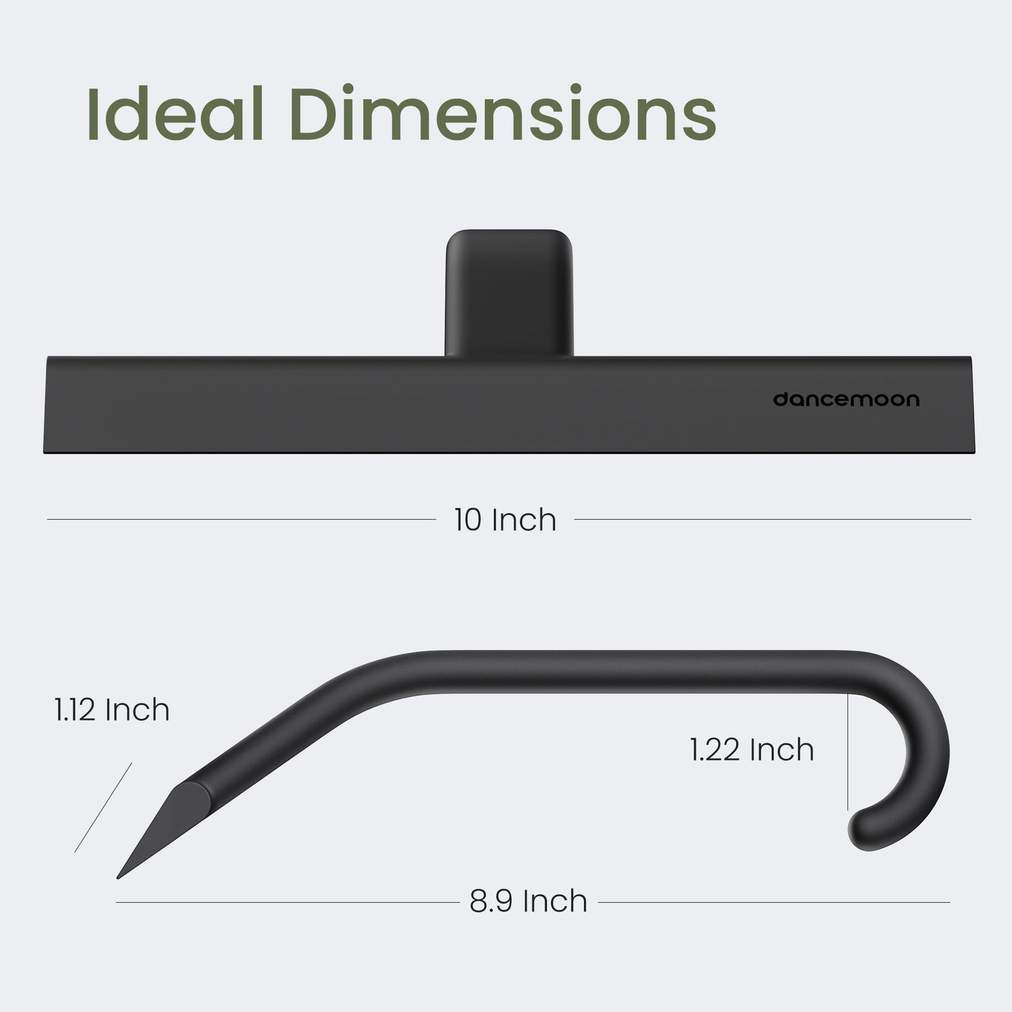 dancemoon JustHang Shower Squeegee for Glass Doors, All-One-Piece Silicone with Built-in Hook Design for Easy Hanging, Household Window Mirror Squeegee for Bathroom, Glass, Tile Wall,Car 10-Inch Black