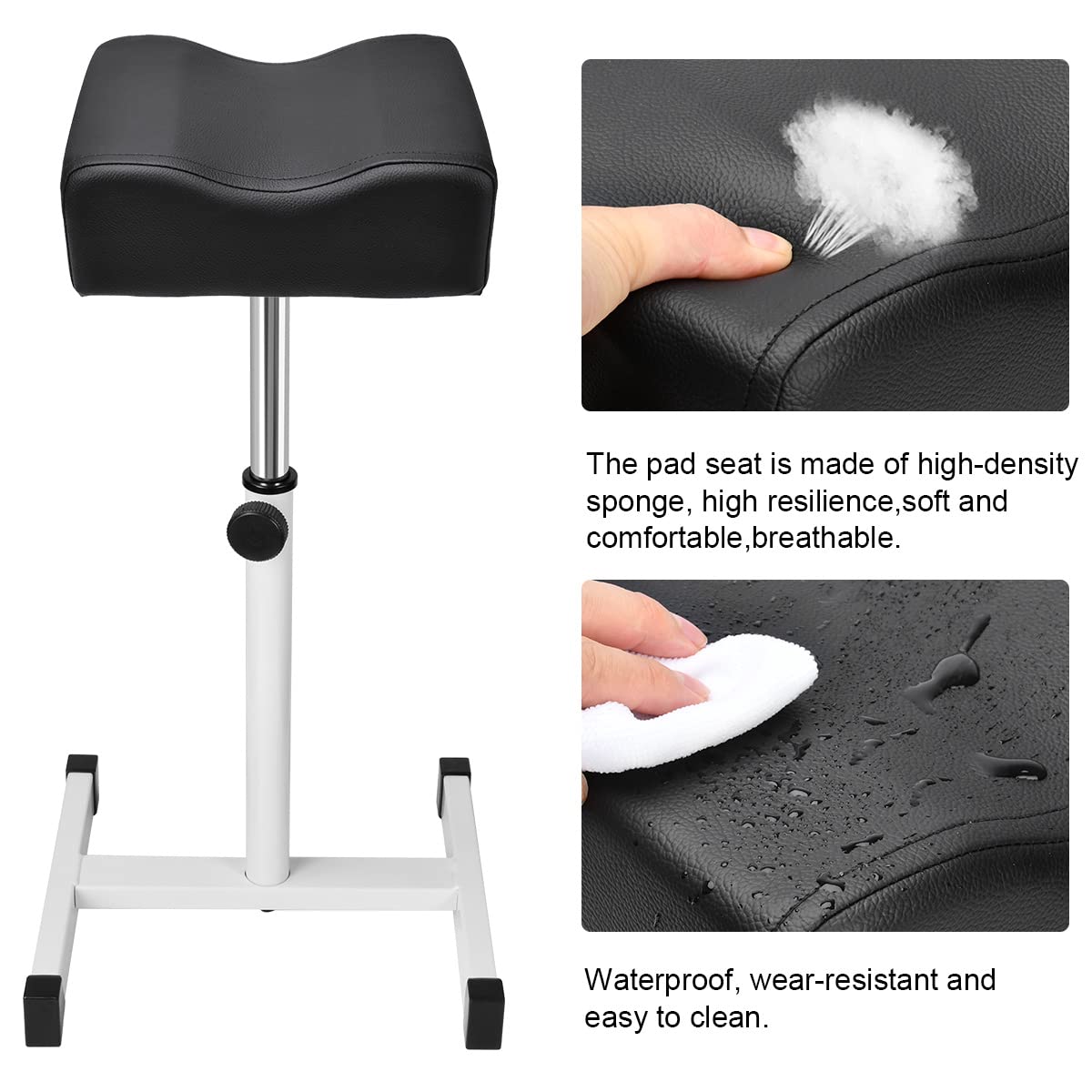 FLOLXNB Pedicure Manicure Footrest, Foot Massage Manicure Nail Beauty Stool Stand, Adjustable Height Footstool for Home Beauty Salon Spa Tattoo(Black)