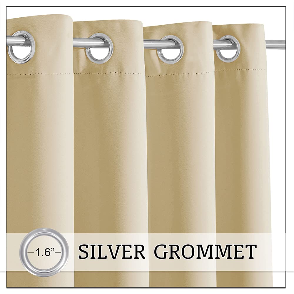 RYB HOME Patio Curtain Outdoor Waterproof, Plus Wide Large Drape for Home Decor/Outside Porch/Pergola/Sun Room, Width 100 x Length 95, 1 Panel, Biscotti Beige