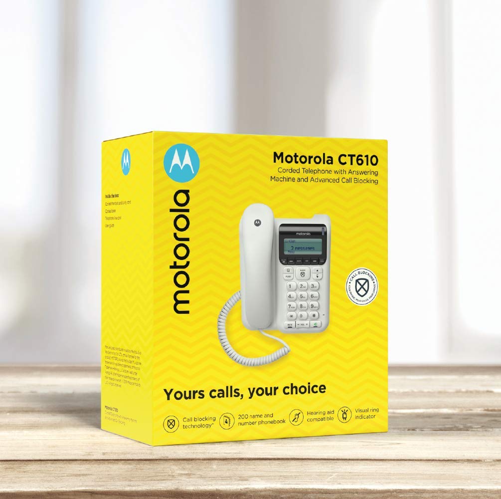 Motorola CT610 Corded Telephone with Answering Machine and Advanced Call Blocking