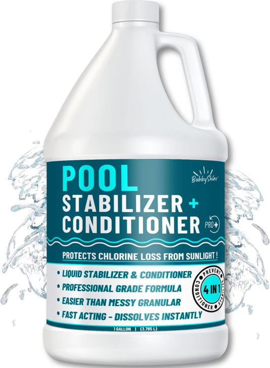 BubbyShine, Pool Stabilizer - Cyanuric Acid Pool Stabilizer, Liquid Chlorine Stabilizer for Pool Chemicals, Swimming Pool Conditioner Stabilizer, Pool Stabilizer for Salt Pool & Chlorine, 1 Gallon