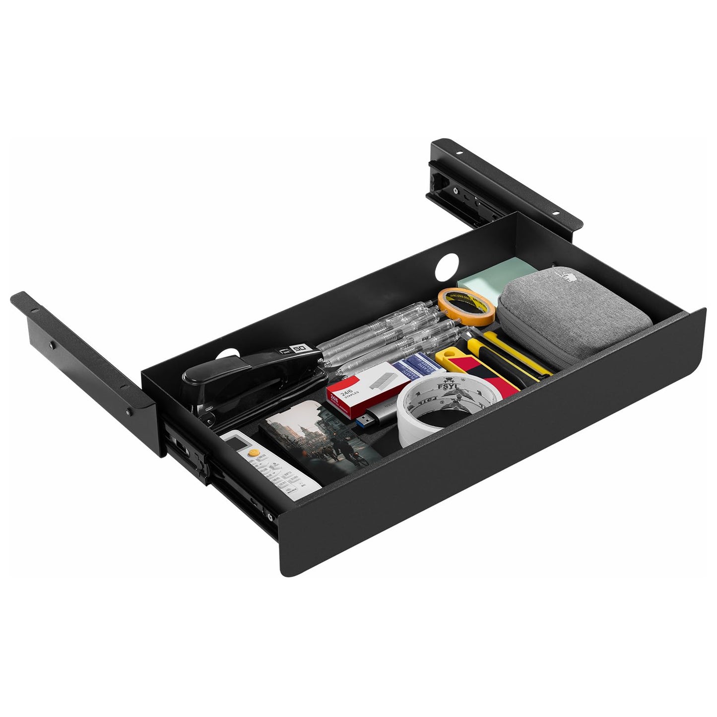 KHAMAL Under Desk Mounted Sliding Drawer Black
