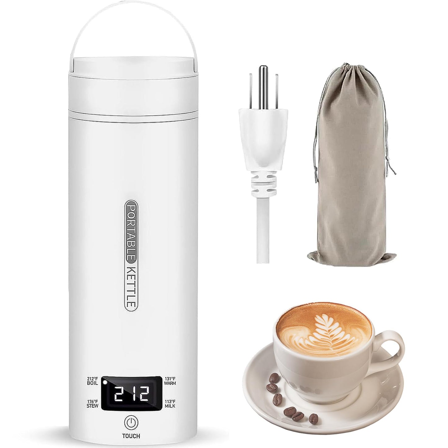 Portable Electric Kettle, 450ml Travel Kettle, Mini Tea Kettle Electric Water with Display 4 Temperature Control, Leak-Proof, Quick Boil, Stainless Steel, Auto Shut-Off, Keep Warm